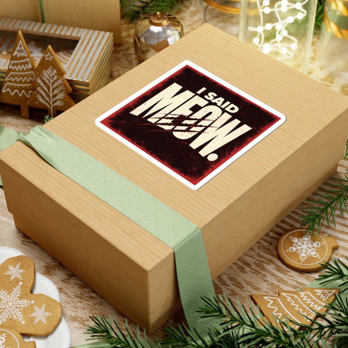 I Said Meow! Sticker | Shadow Typography, 3D Optical Text - FloofChonk