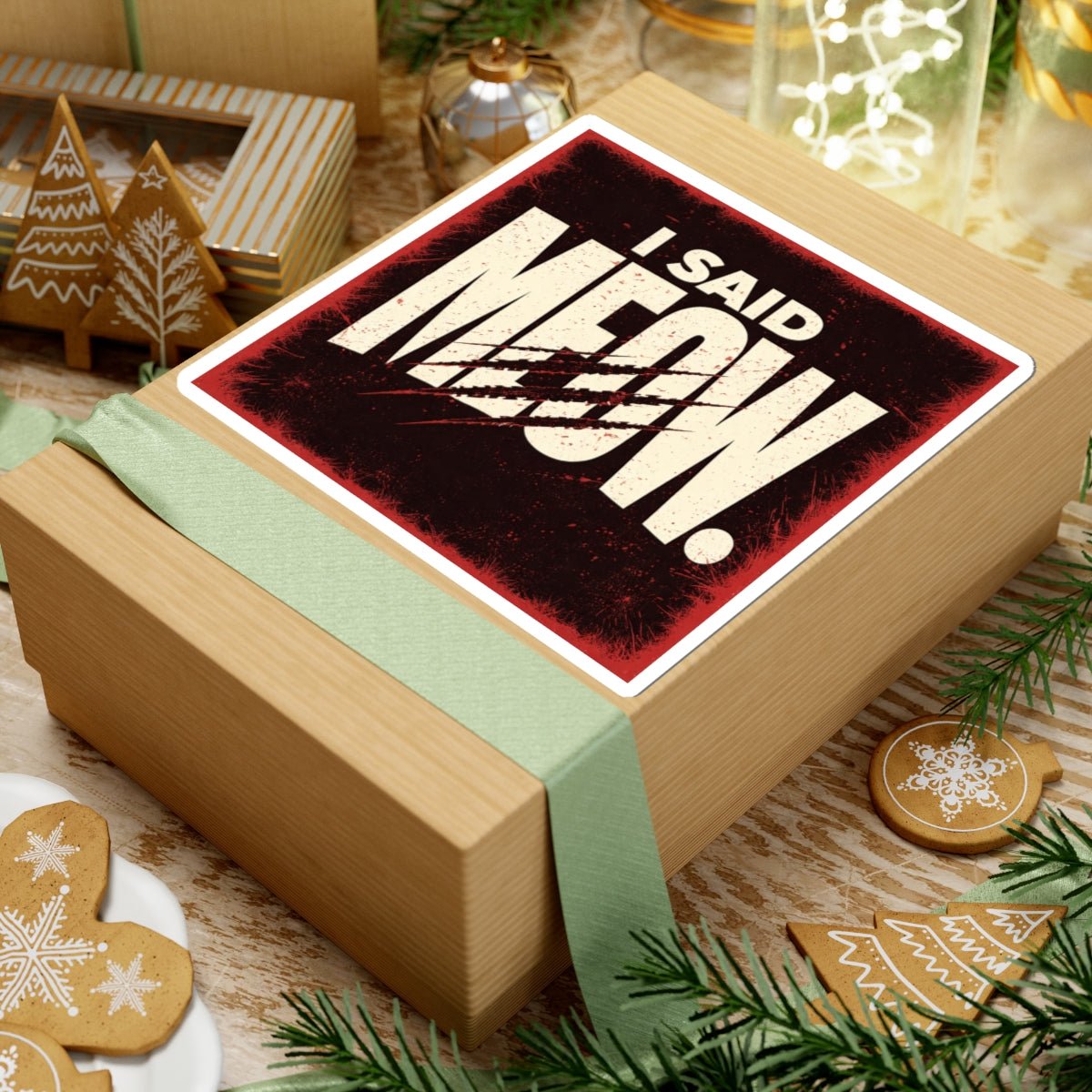 I Said Meow! Sticker | Shadow Typography, 3D Optical Text - FloofChonk