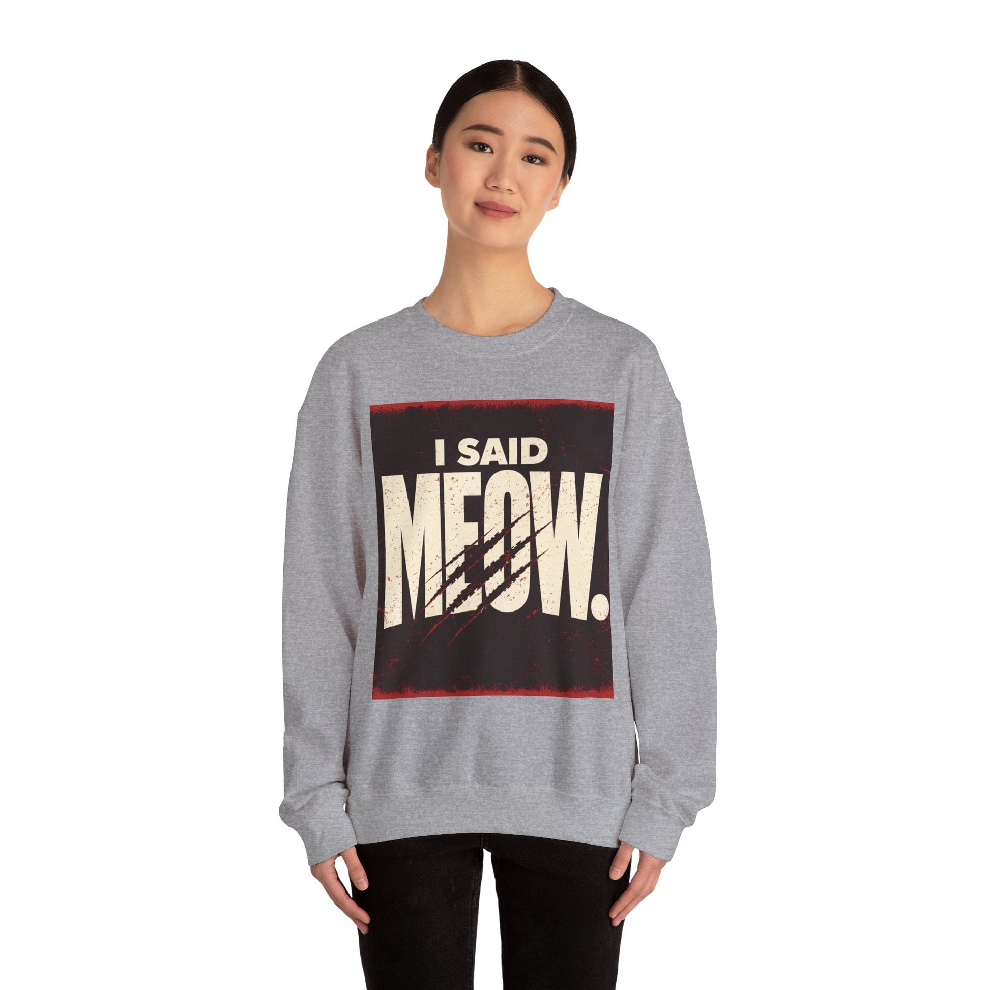 I Said Meow Sweatshirt | shadow typography shirt, 3D simple text - FloofChonk