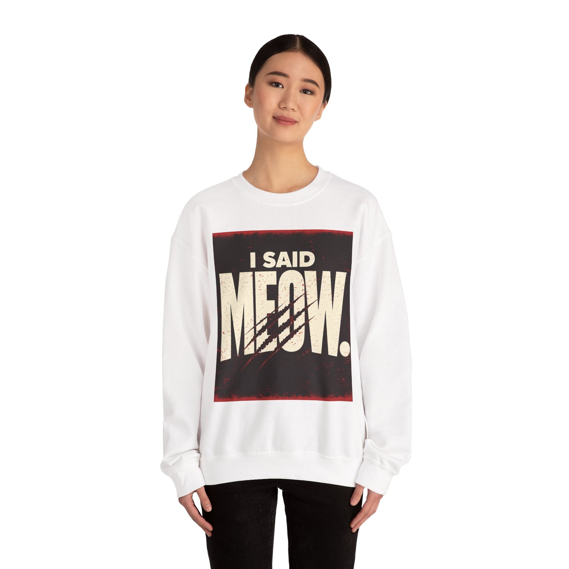 I Said Meow Sweatshirt | shadow typography shirt, 3D simple text - FloofChonk