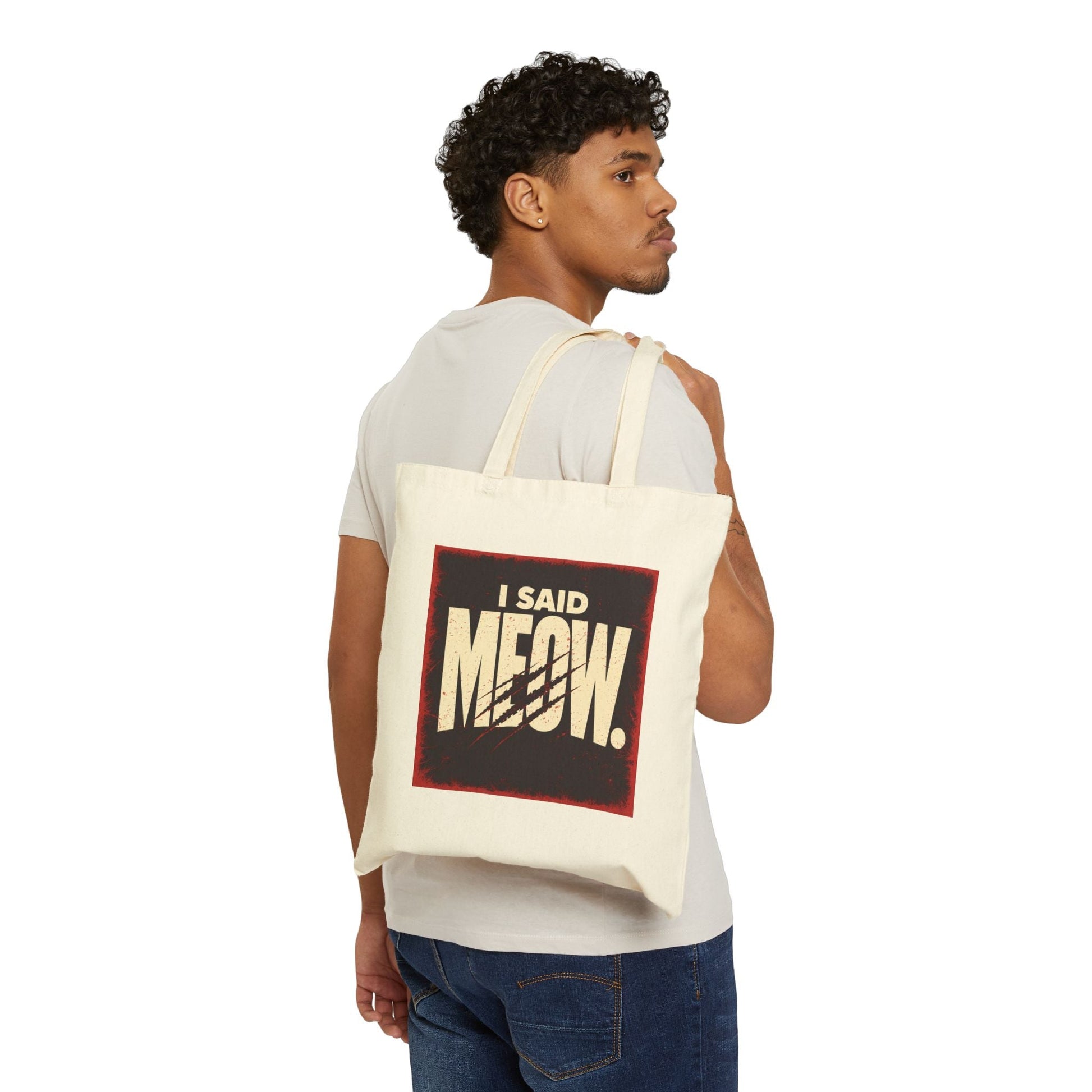 I Said Meow! Tote | Shadow Typography, 3D Text - FloofChonk