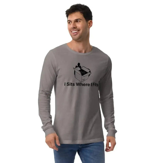 I Sits Where I fits Funny Long Sleeve Tee for Cat Lovers - FloofChonk