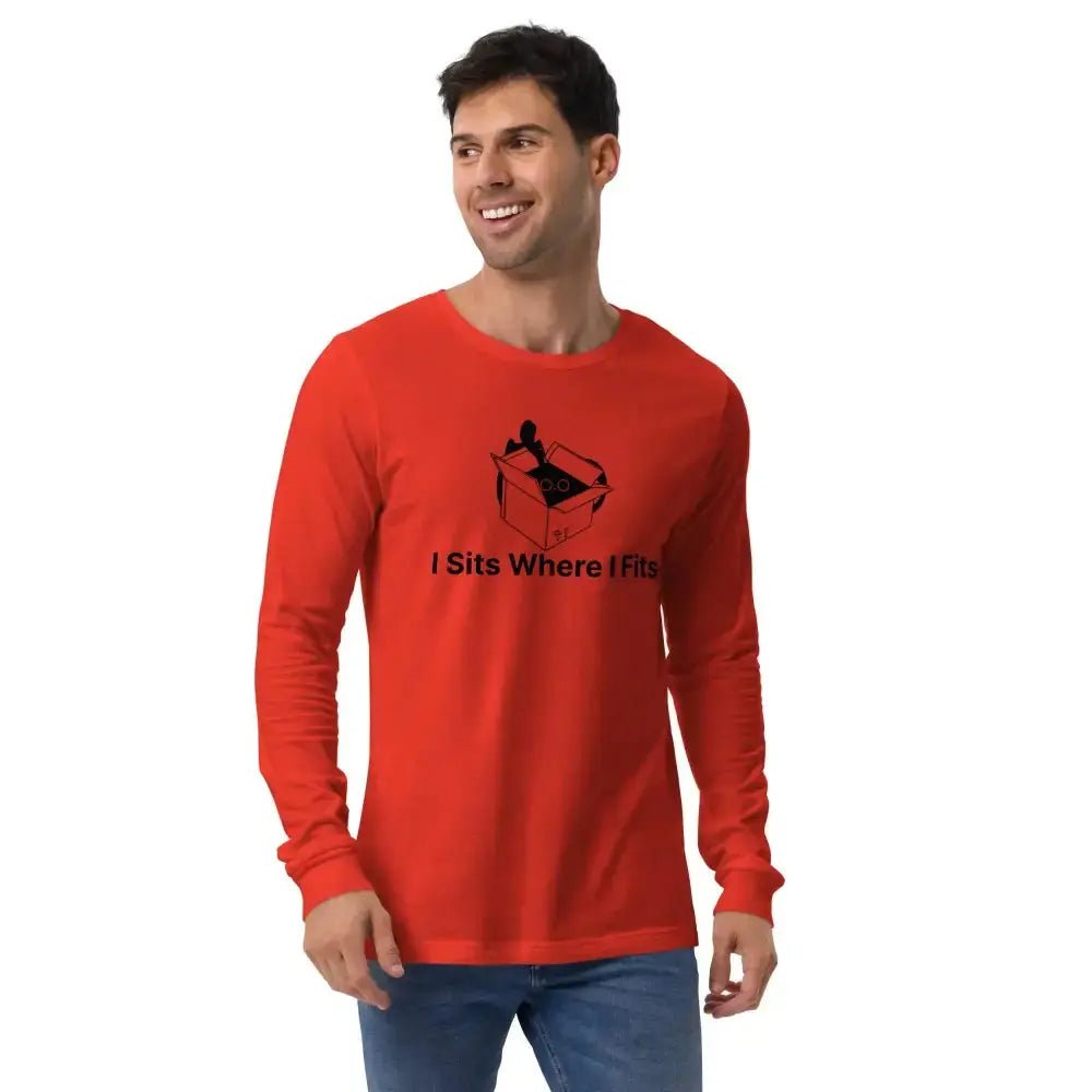 I Sits Where I fits Funny Long Sleeve Tee for Cat Lovers - FloofChonk