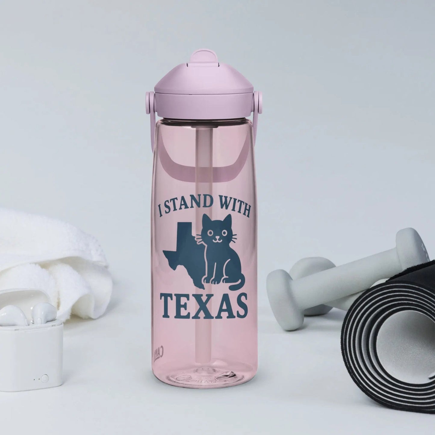 I Stand with Texas Flip Straw Water Bottle - FloofChonk
