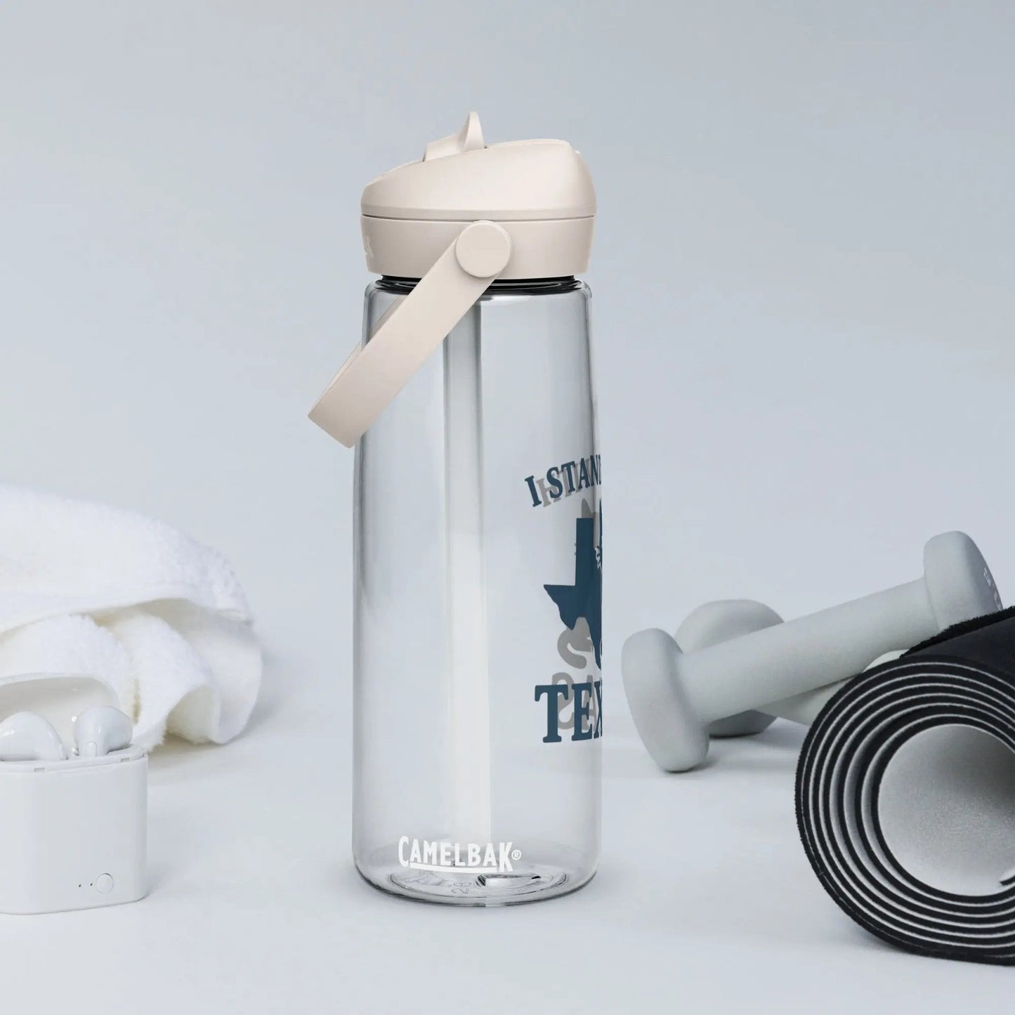 I Stand with Texas Flip Straw Water Bottle - FloofChonk