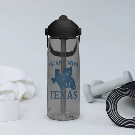 I Stand with Texas Flip Straw Water Bottle - FloofChonk