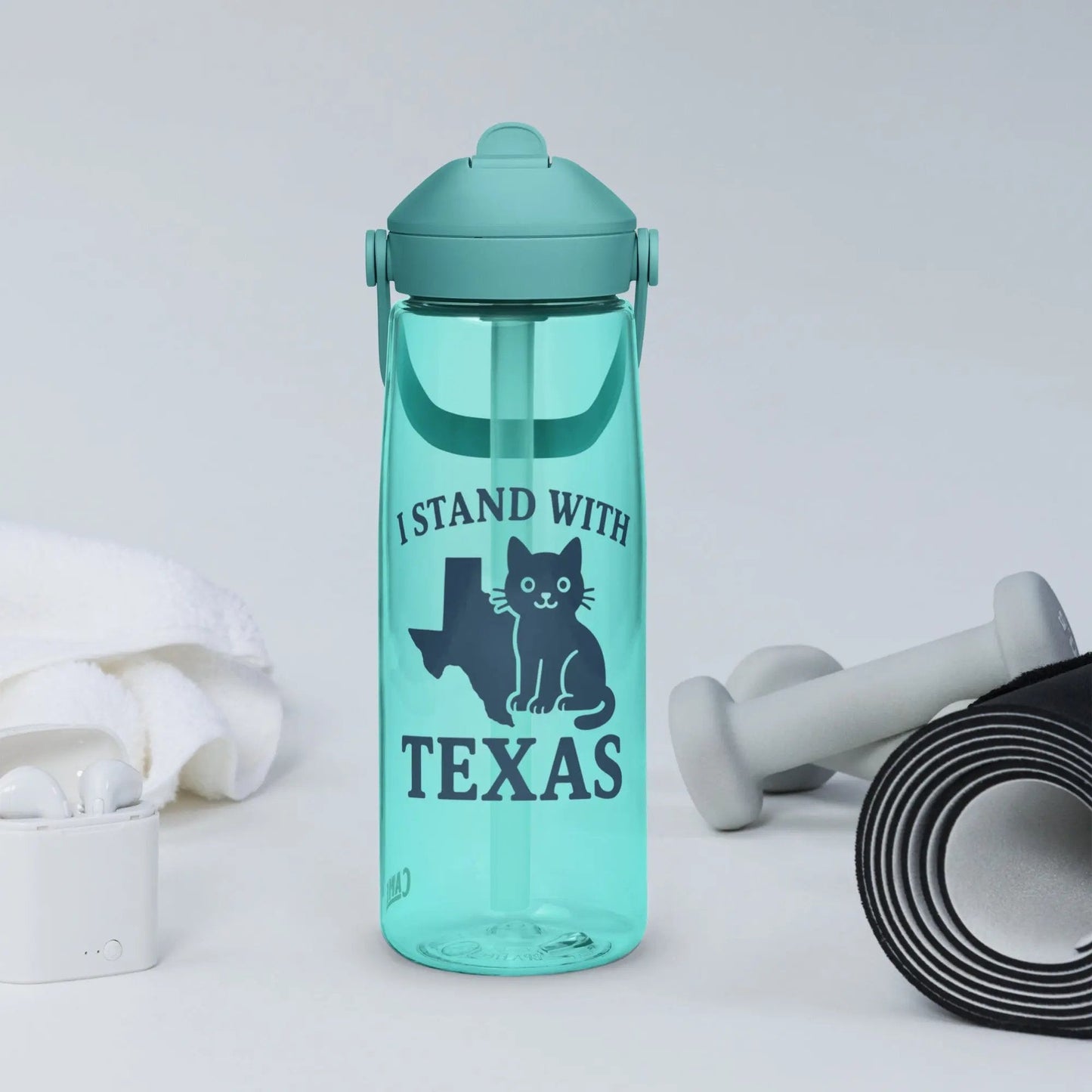 I Stand with Texas Flip Straw Water Bottle - FloofChonk