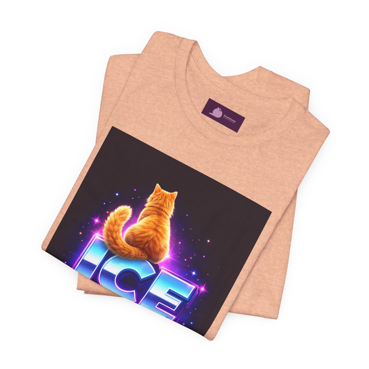 Ice Out Cat T‑Shirt — Retro Neon Graphic Tee with Cat & "ICE OUT" Design - FloofChonk