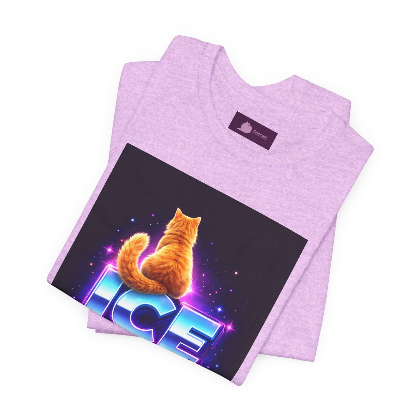 Ice Out Cat T‑Shirt — Retro Neon Graphic Tee with Cat & "ICE OUT" Design - FloofChonk