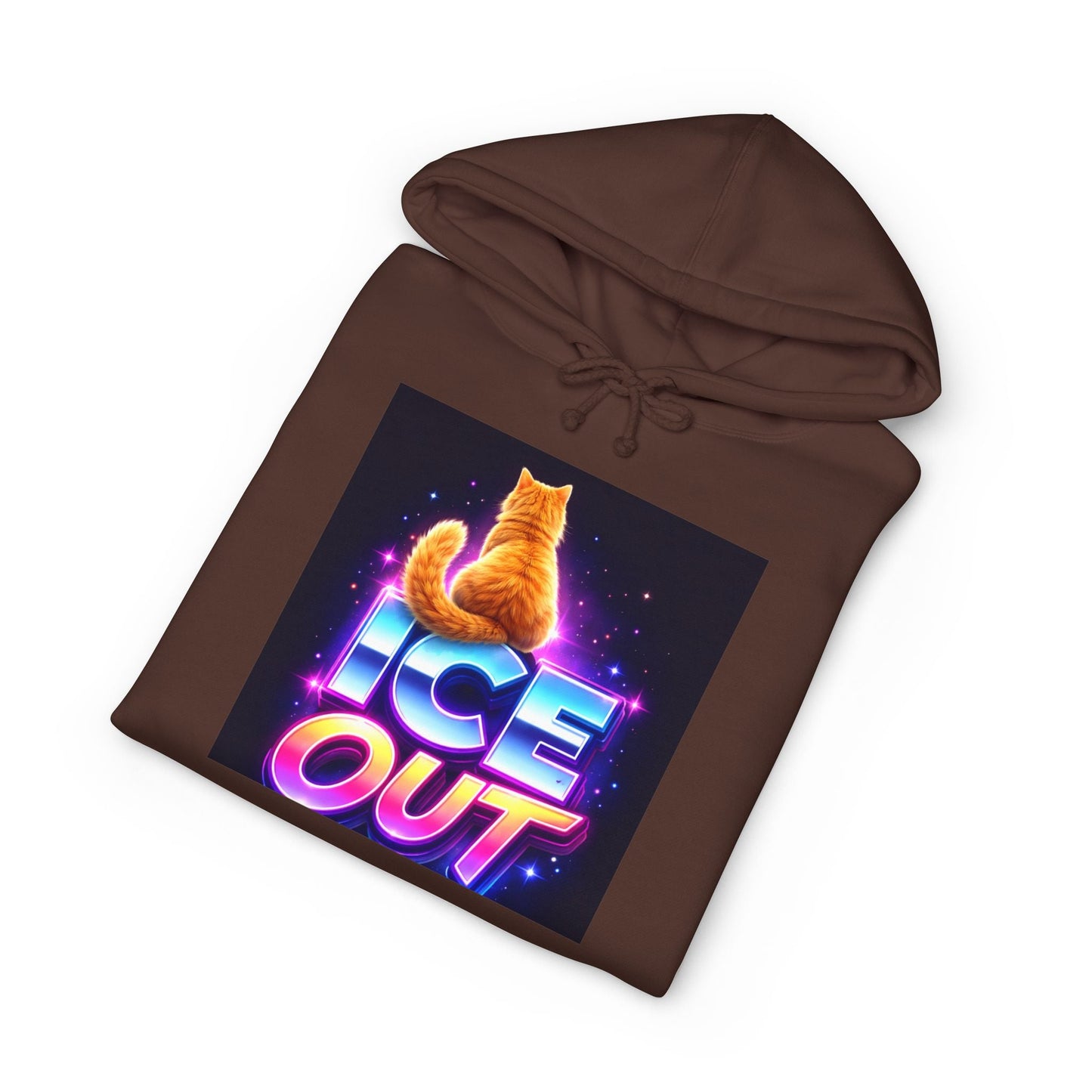 Ice Out Hoodie — Retro Neon Cat Graphic Hoodie - FloofChonk