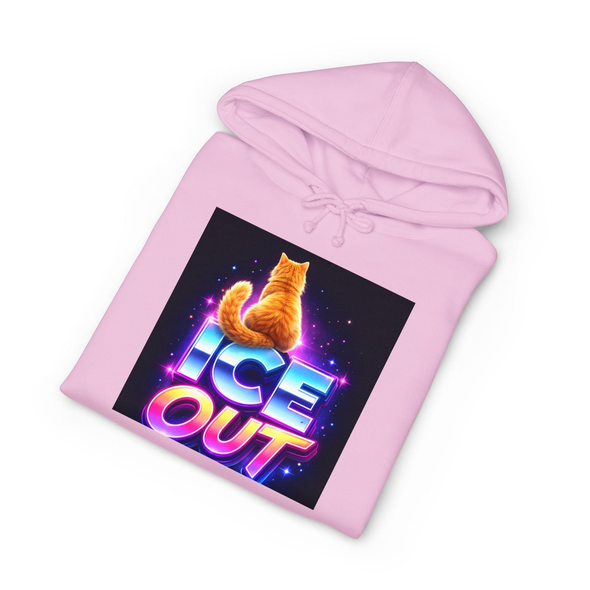 Ice Out Hoodie — Retro Neon Cat Graphic Hoodie - FloofChonk