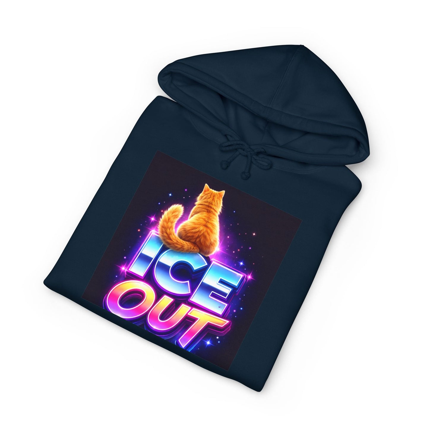 Ice Out Hoodie — Retro Neon Cat Graphic Hoodie - FloofChonk