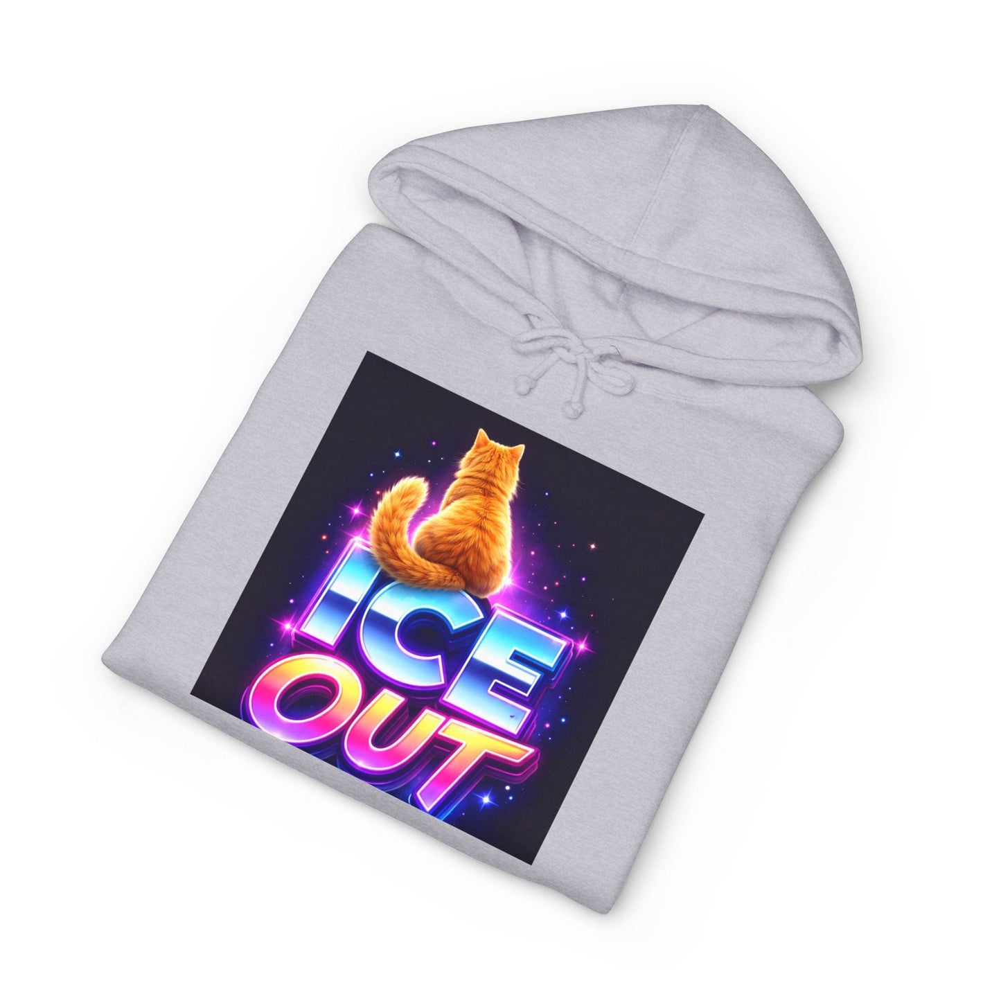 Ice Out Hoodie — Retro Neon Cat Graphic Hoodie - FloofChonk