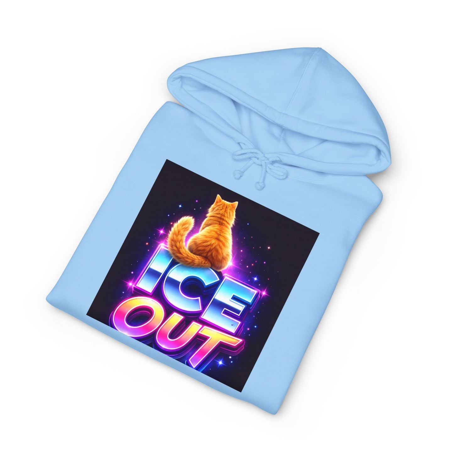 Ice Out Hoodie — Retro Neon Cat Graphic Hoodie - FloofChonk