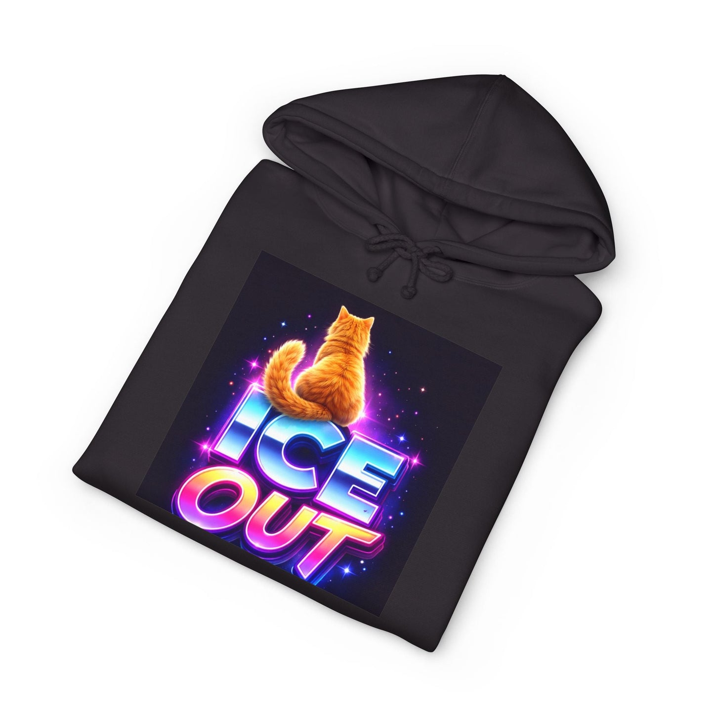 Ice Out Hoodie — Retro Neon Cat Graphic Hoodie - FloofChonk