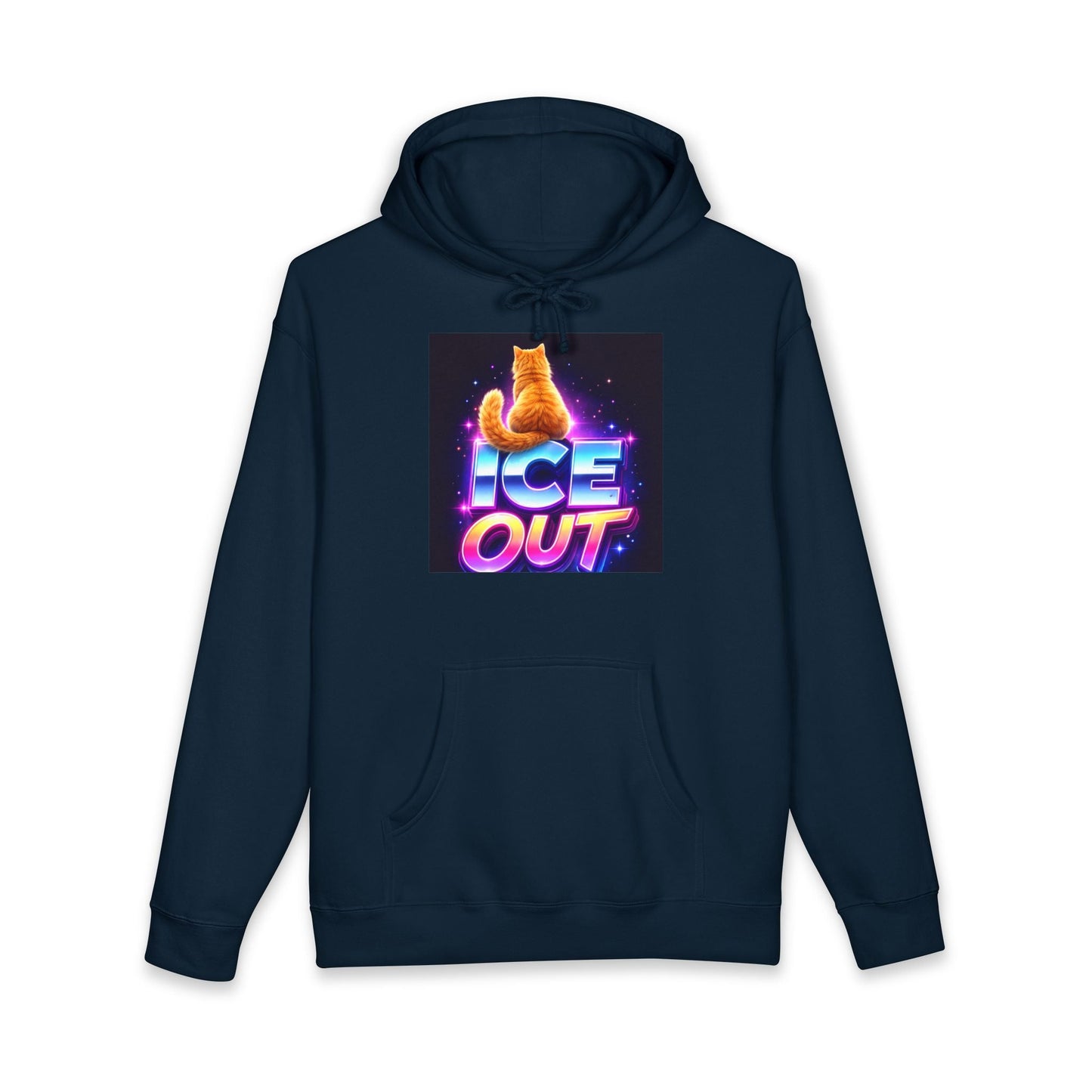 Ice Out Hoodie — Retro Neon Cat Graphic Hoodie - FloofChonk