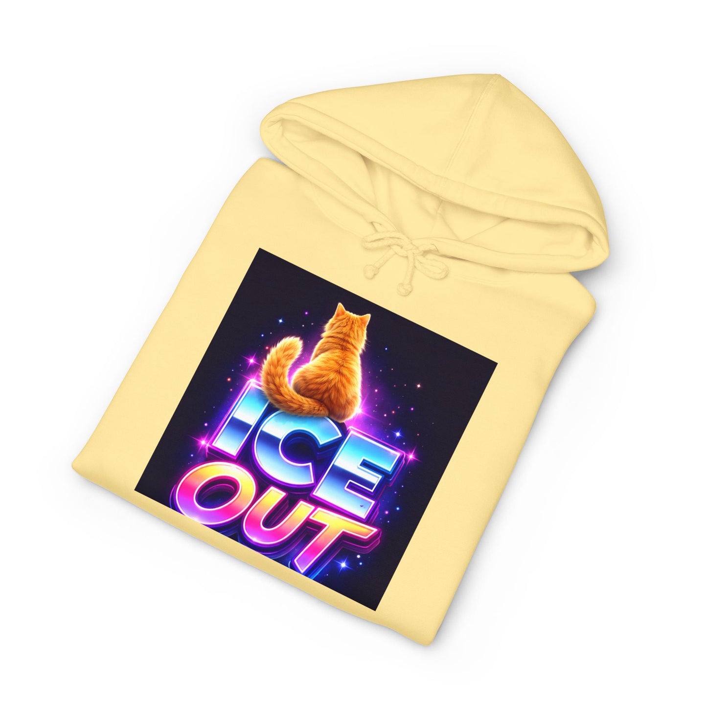 Ice Out Hoodie — Retro Neon Cat Graphic Hoodie - FloofChonk