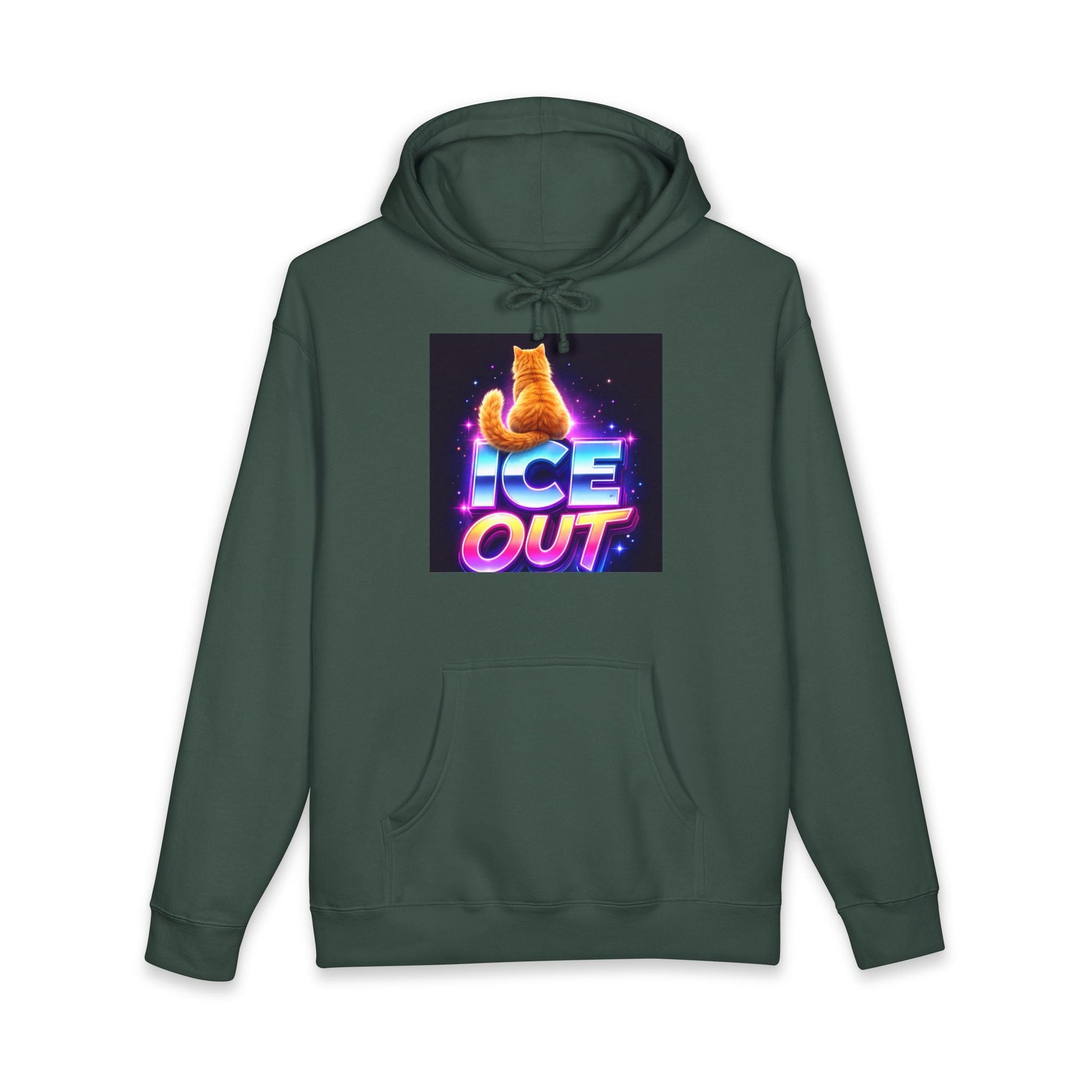 Ice Out Hoodie — Retro Neon Cat Graphic Hoodie - FloofChonk