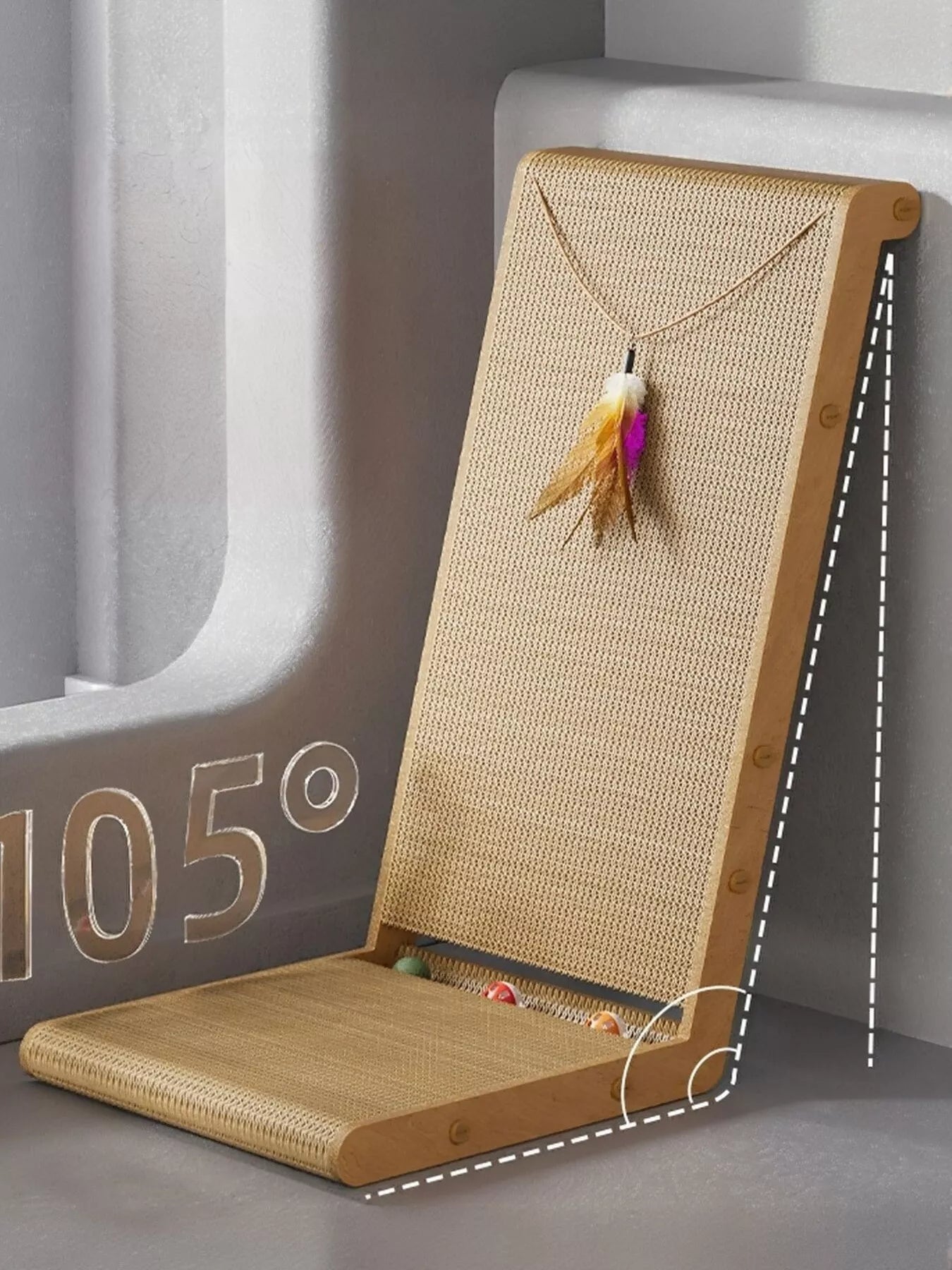 Interactive Sisal Cat Scratching Post with Dangling Toy - FloofChonk
