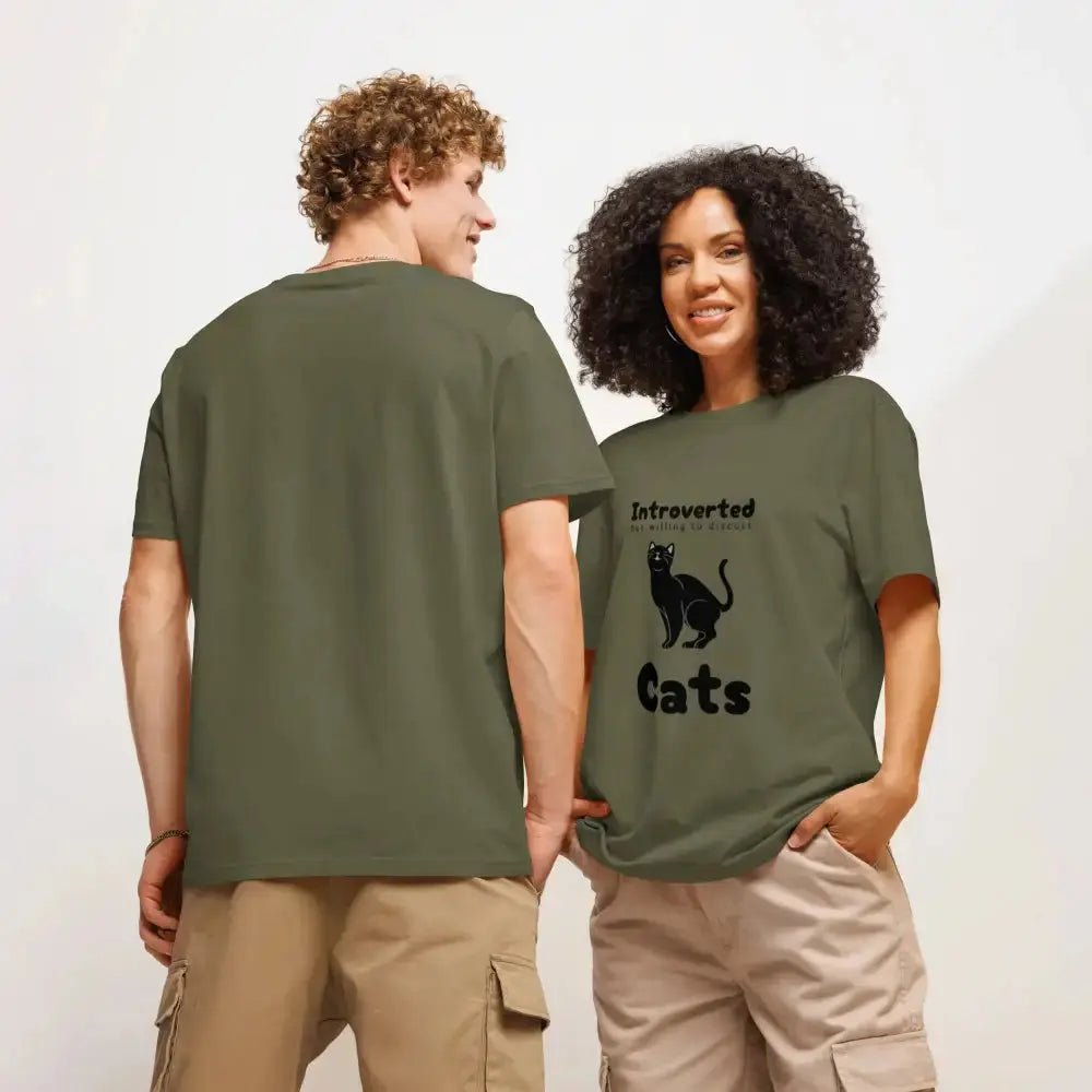 Introverted but Willing to Discuss Cats Funny T-shirt for Cat Lovers - FloofChonk