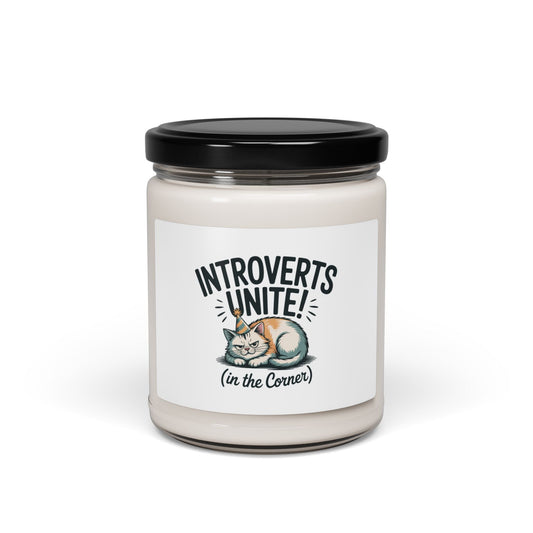 Introverts Unite (In the Corner) Candle | Funny Holiday Survival, Party Small Talk Humor - FloofChonk