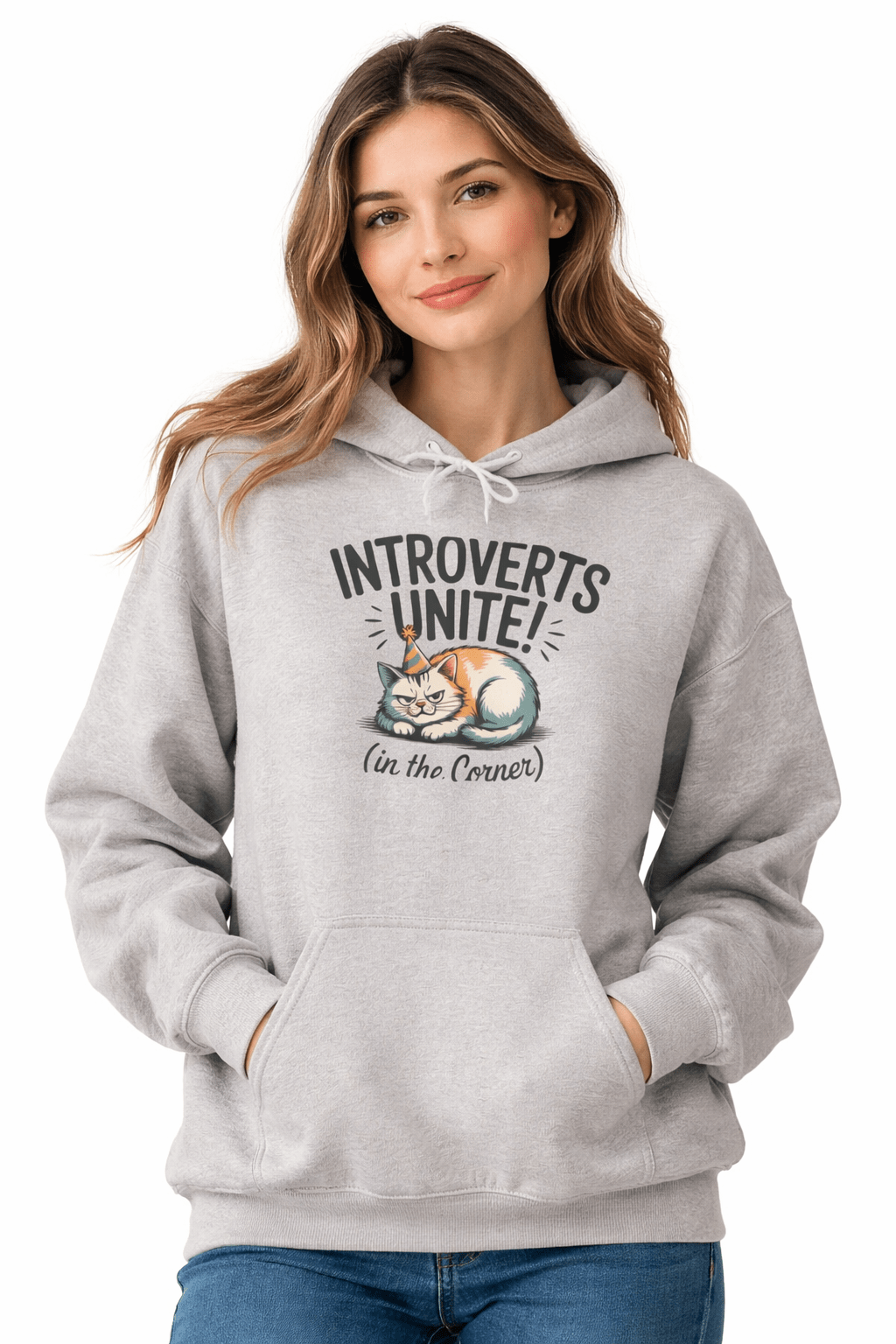 Introverts Unite (In The Corner) Hoodie | funny holiday shirt, party small talk jokes - FloofChonk