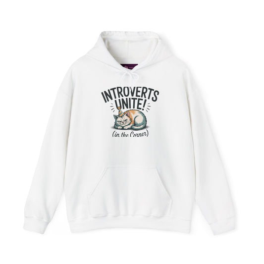 Introverts Unite (In The Corner) Hoodie | funny holiday shirt, party small talk jokes - FloofChonk