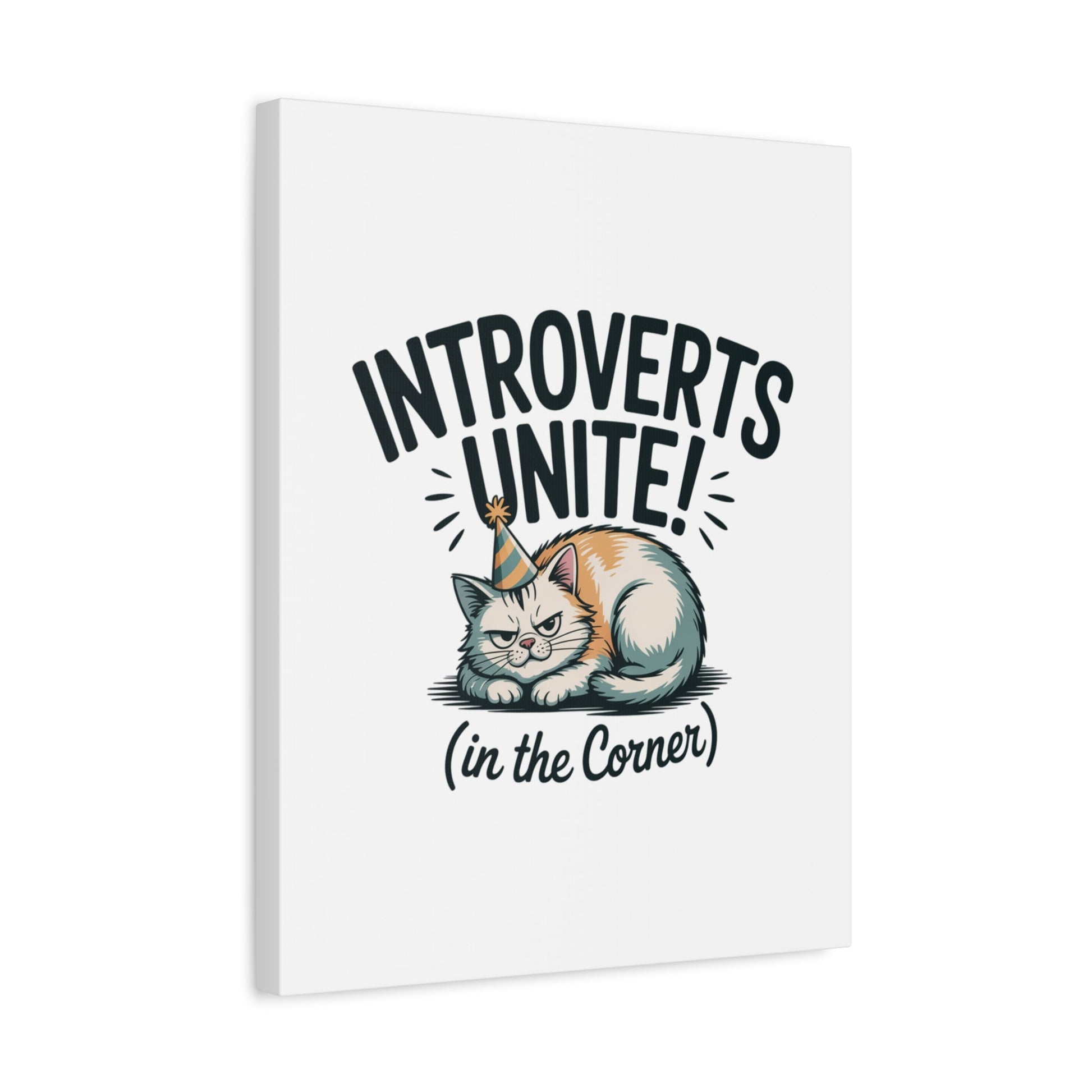 Introverts Unite (In the Corner) Matte Canvas | Funny Holiday Decor, Party Survival Humor - FloofChonk