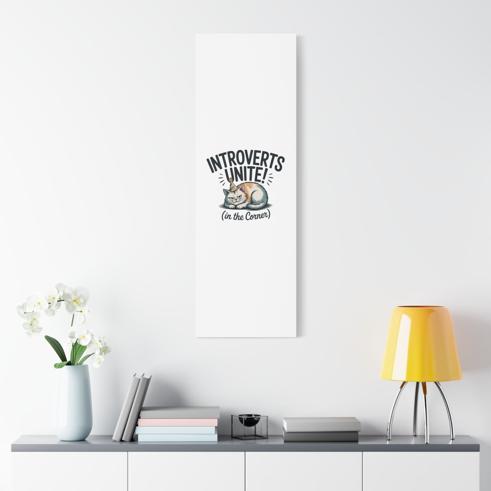 Introverts Unite (In the Corner) Matte Canvas | Funny Holiday Decor, Party Survival Humor - FloofChonk
