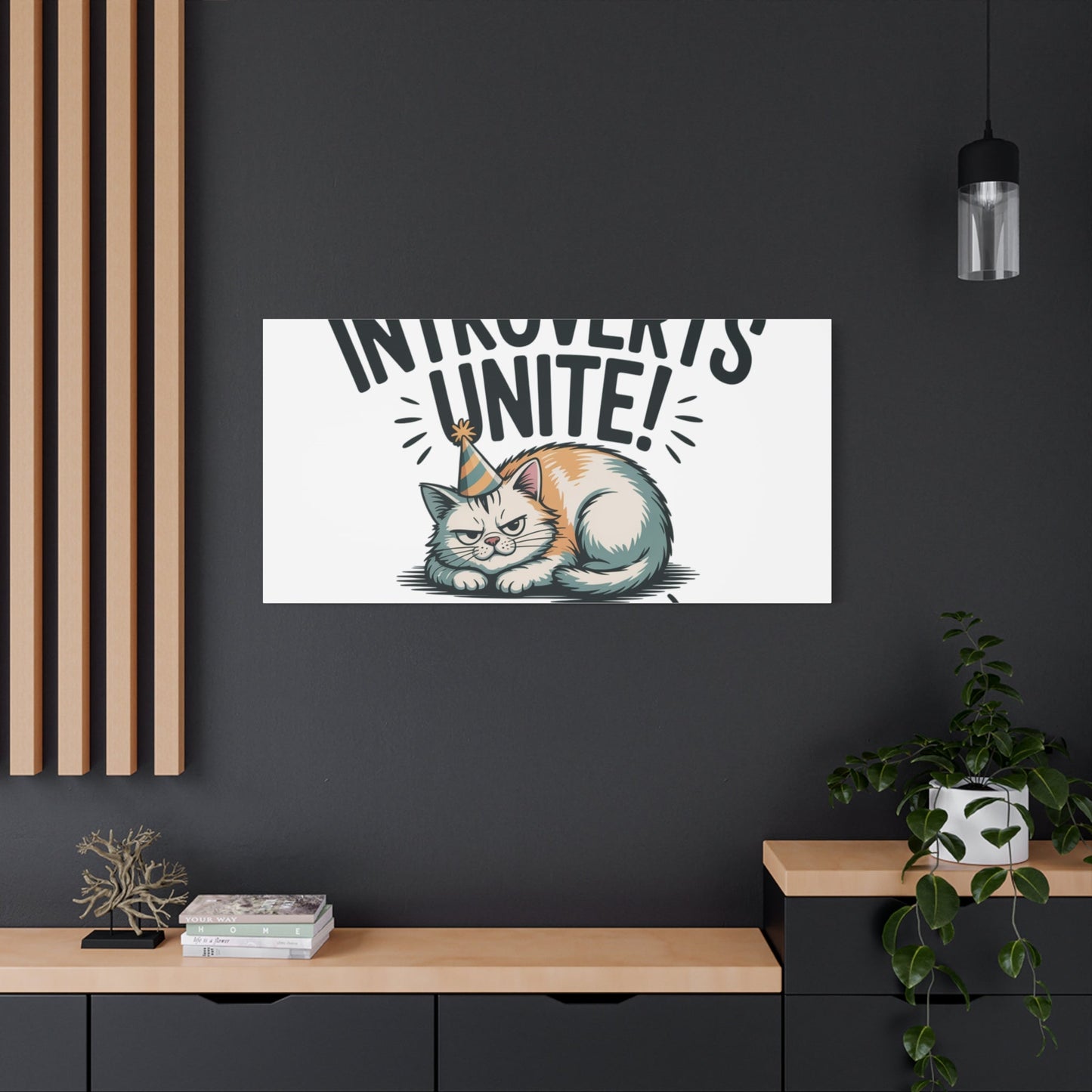 Introverts Unite (In the Corner) Matte Canvas | Funny Holiday Decor, Party Survival Humor - FloofChonk