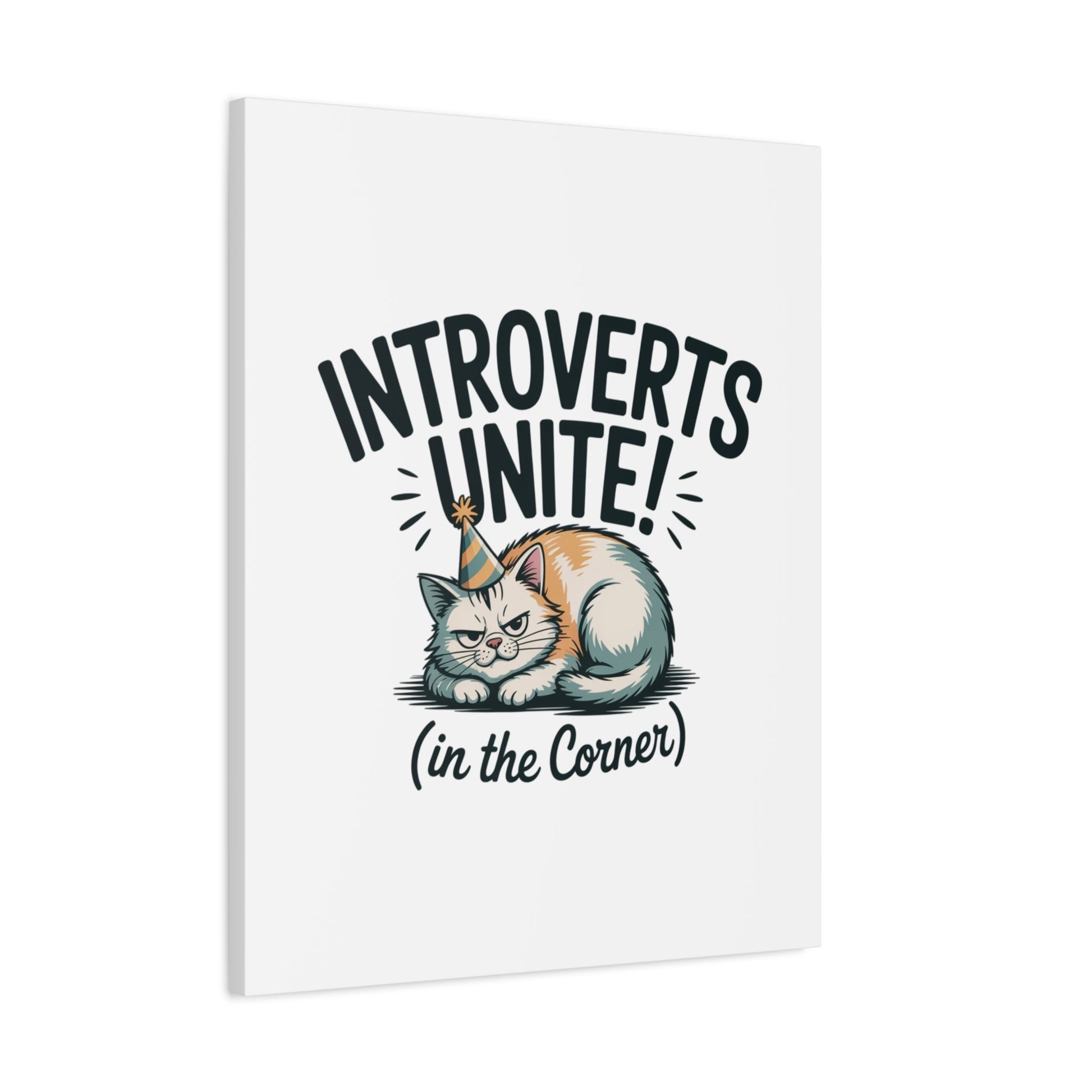 Introverts Unite (In the Corner) Matte Canvas | Funny Holiday Decor, Party Survival Humor - FloofChonk