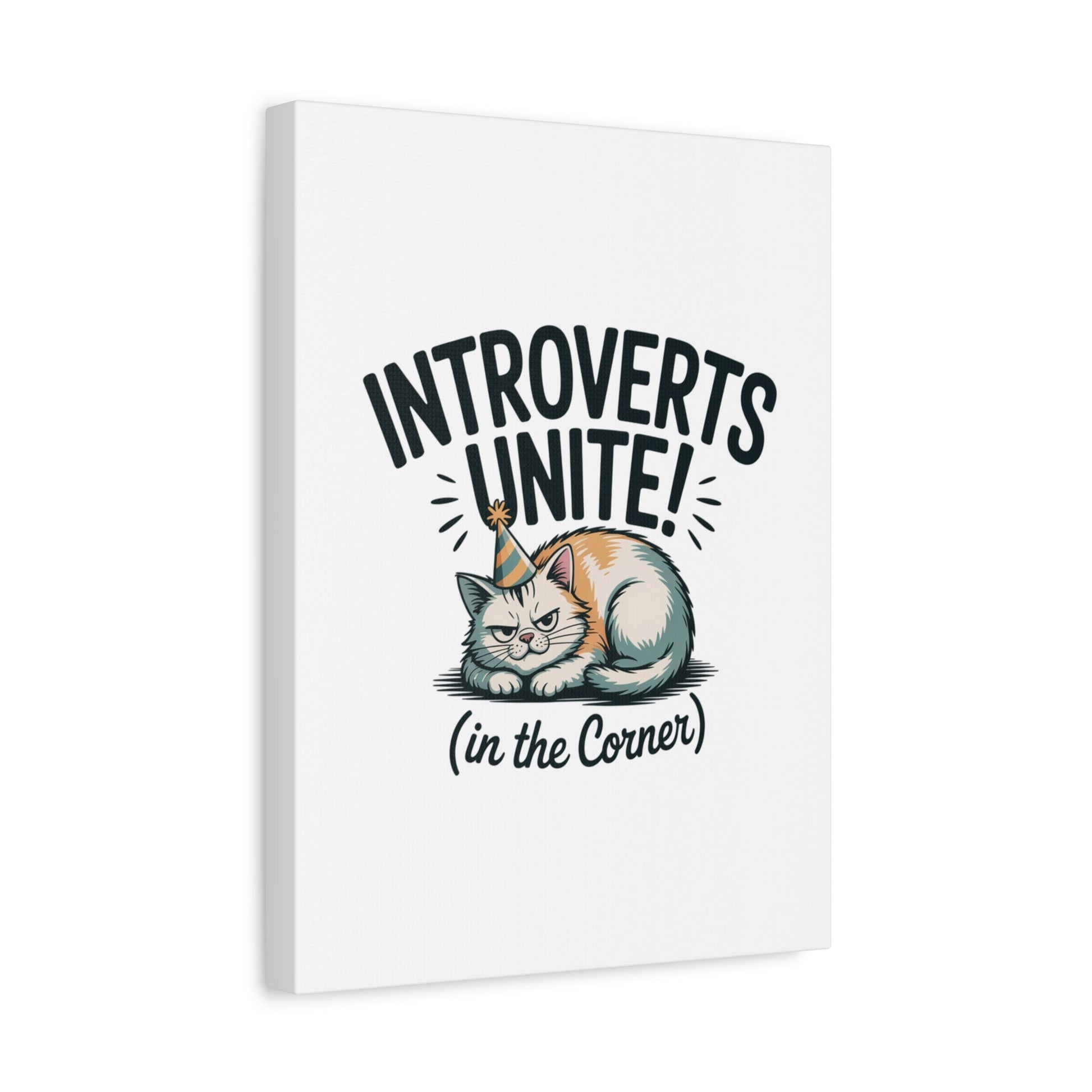 Introverts Unite (In the Corner) Matte Canvas | Funny Holiday Decor, Party Survival Humor - FloofChonk