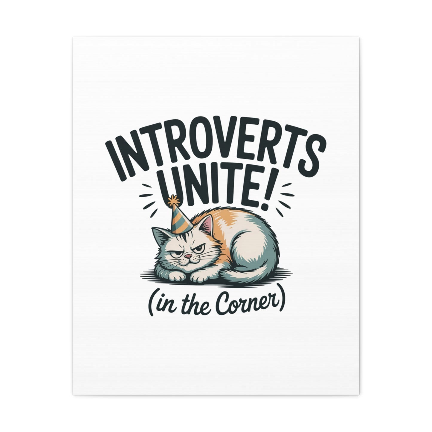 Introverts Unite (In the Corner) Matte Canvas | Funny Holiday Decor, Party Survival Humor - FloofChonk