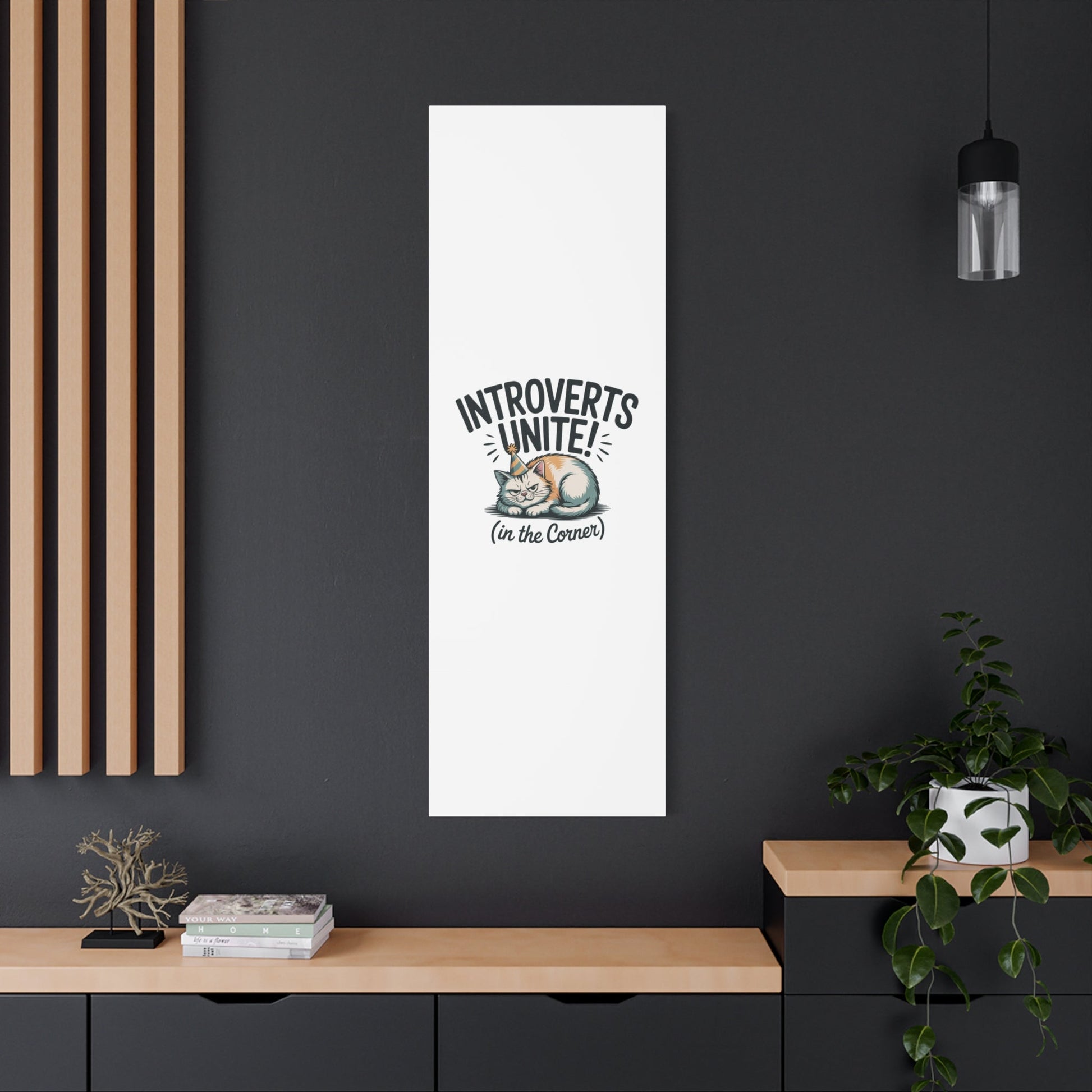 Introverts Unite (In the Corner) Matte Canvas | Funny Holiday Decor, Party Survival Humor - FloofChonk