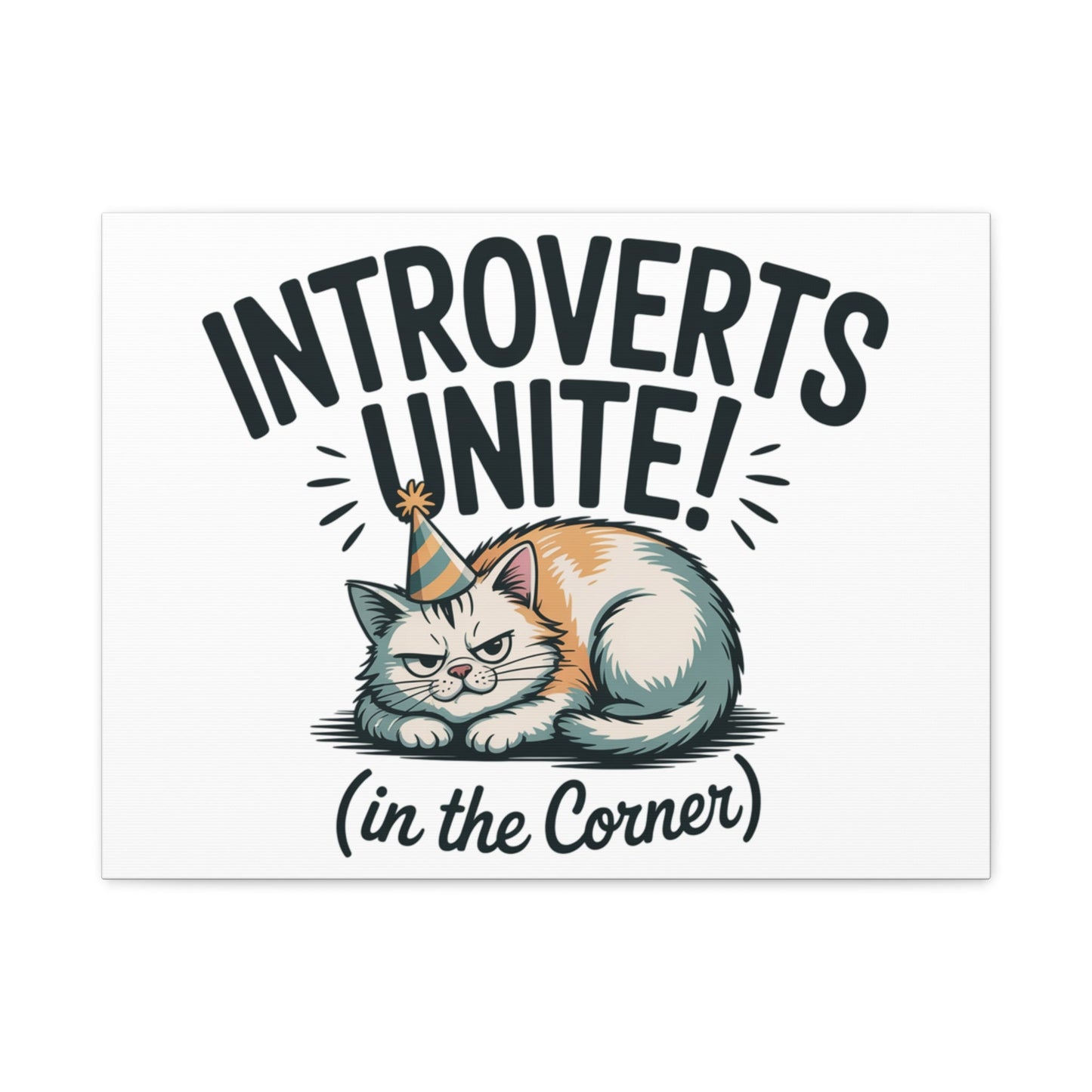 Introverts Unite (In the Corner) Matte Canvas | Funny Holiday Decor, Party Survival Humor - FloofChonk