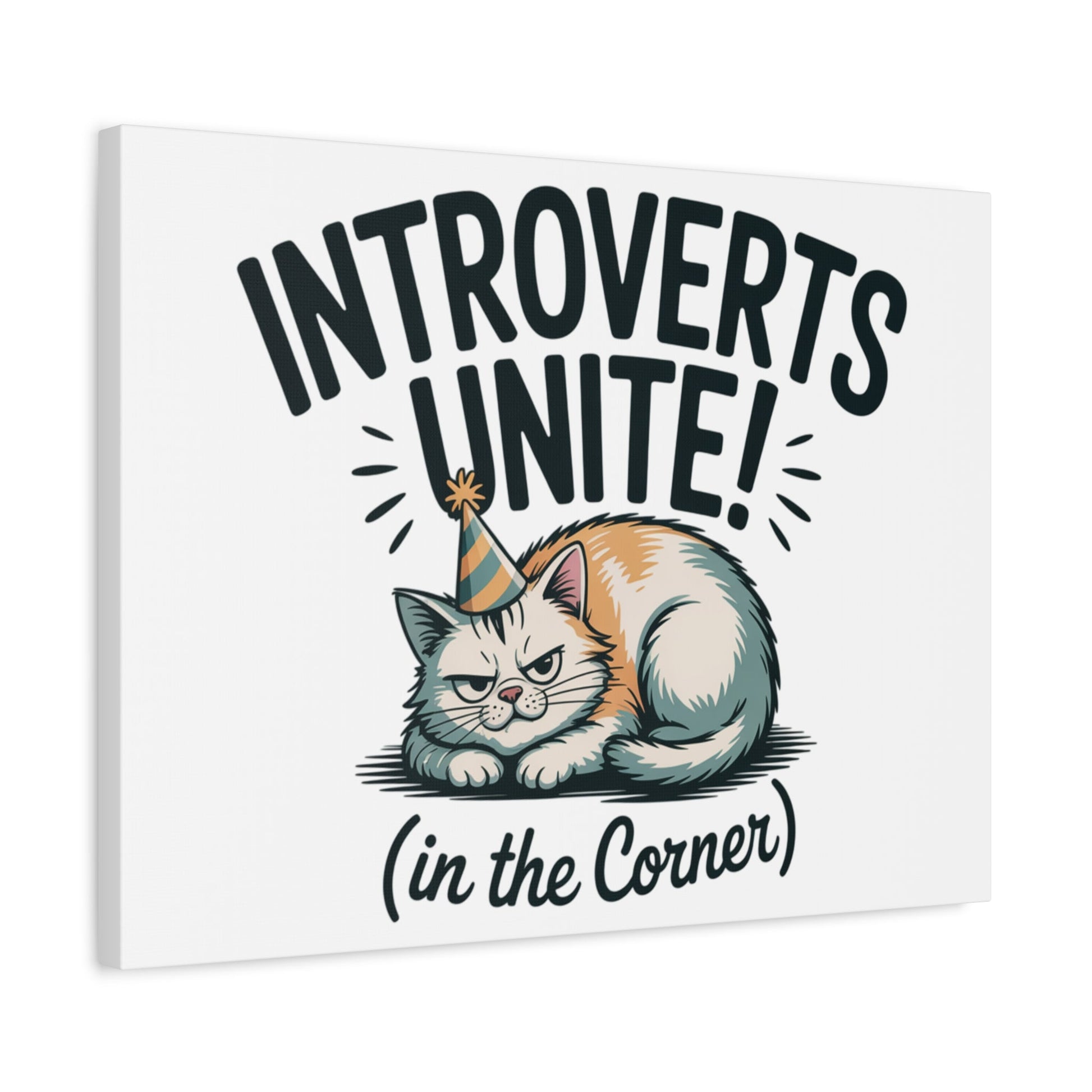 Introverts Unite (In the Corner) Matte Canvas | Funny Holiday Decor, Party Survival Humor - FloofChonk