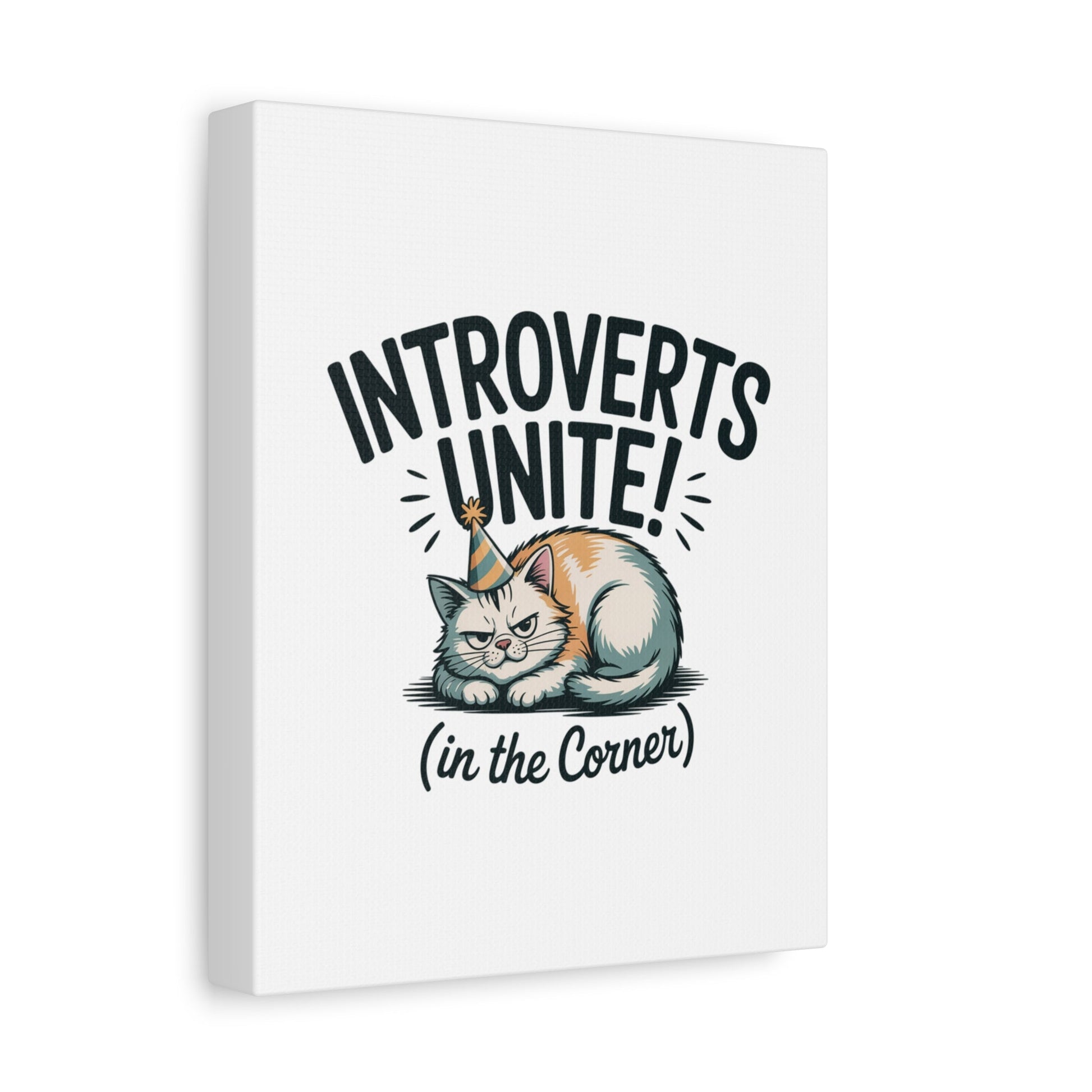 Introverts Unite (In the Corner) Matte Canvas | Funny Holiday Decor, Party Survival Humor - FloofChonk