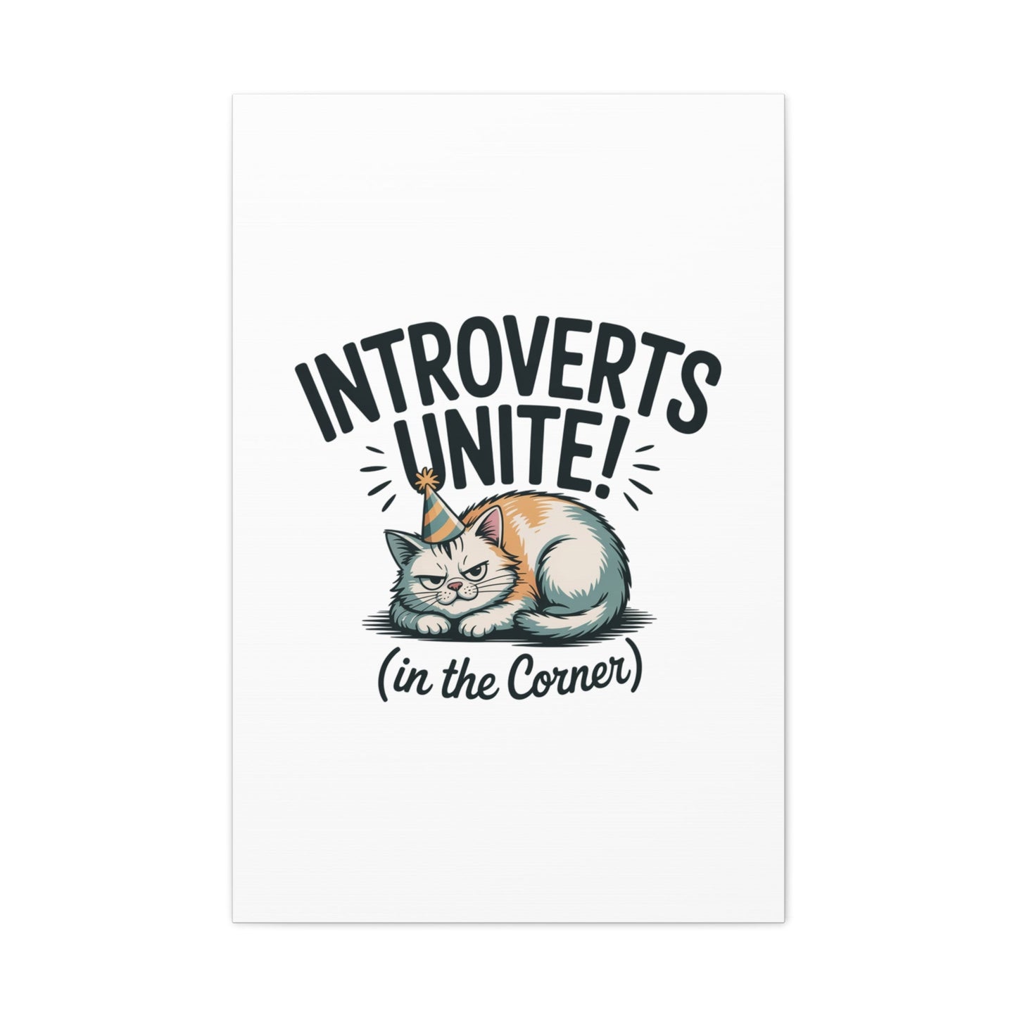 Introverts Unite (In the Corner) Matte Canvas | Funny Holiday Decor, Party Survival Humor - FloofChonk