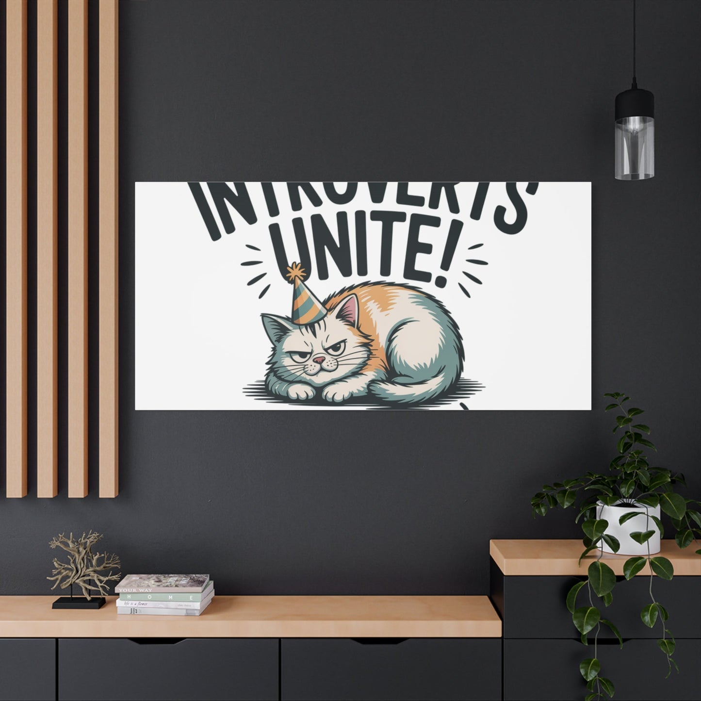 Introverts Unite (In the Corner) Matte Canvas | Funny Holiday Decor, Party Survival Humor - FloofChonk
