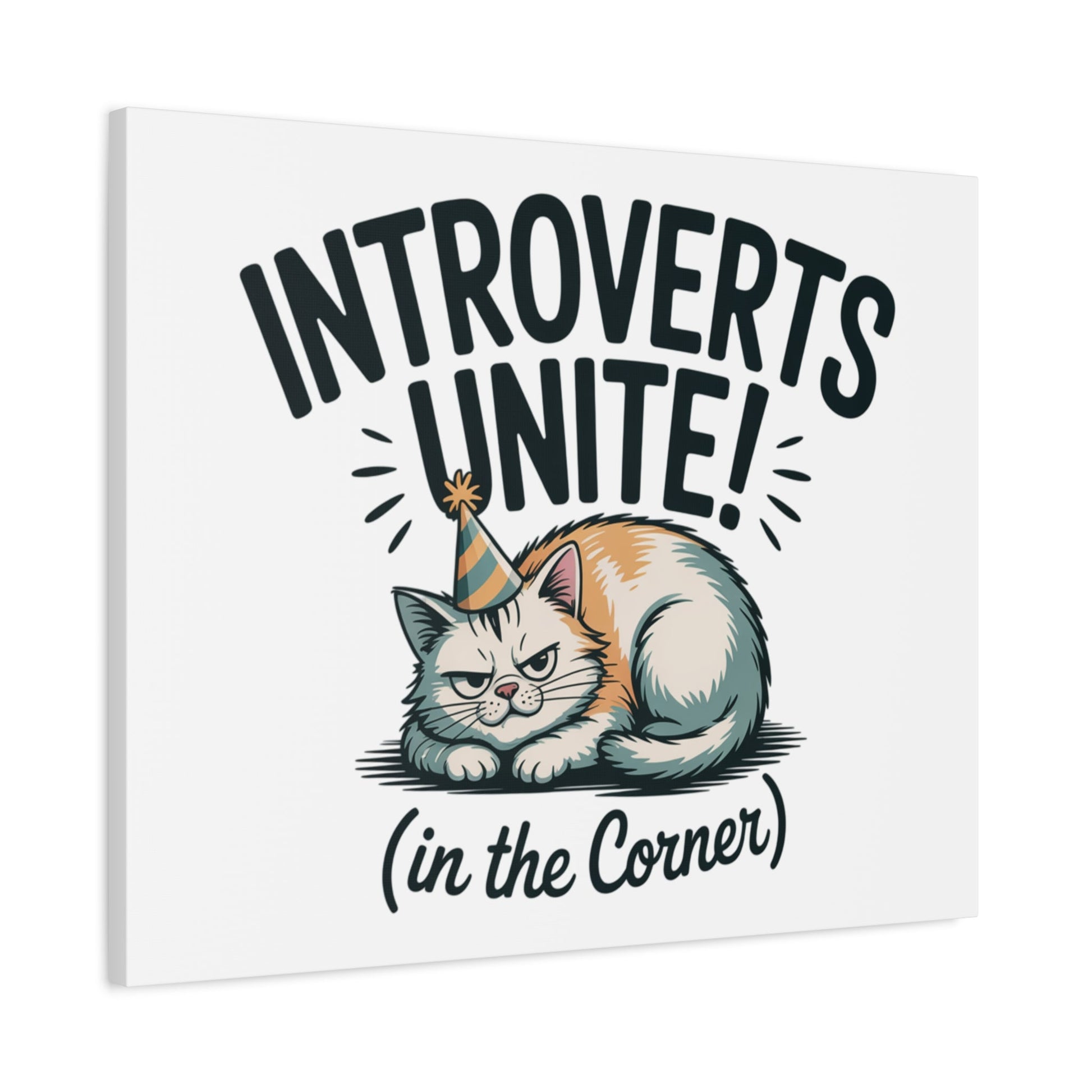 Introverts Unite (In the Corner) Matte Canvas | Funny Holiday Decor, Party Survival Humor - FloofChonk