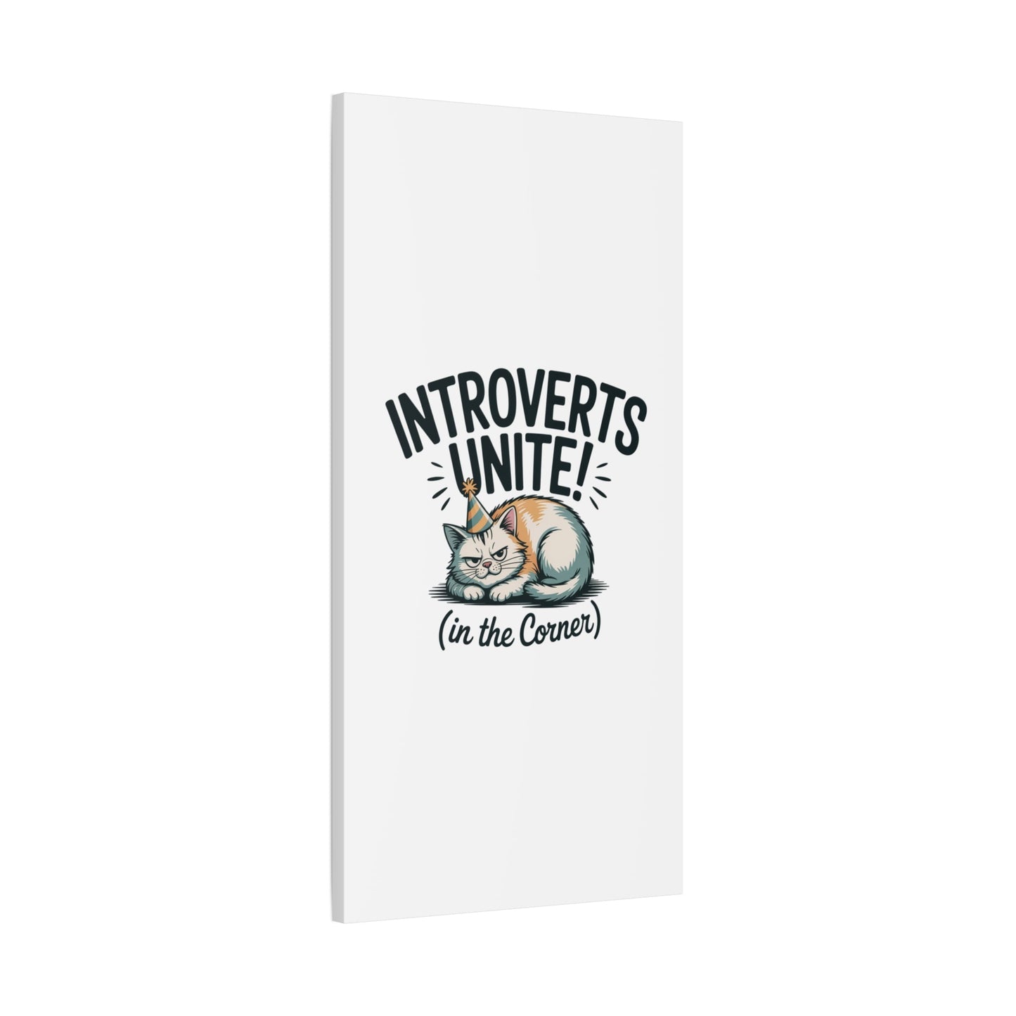 Introverts Unite (In the Corner) Matte Canvas | Funny Holiday Decor, Party Survival Humor - FloofChonk