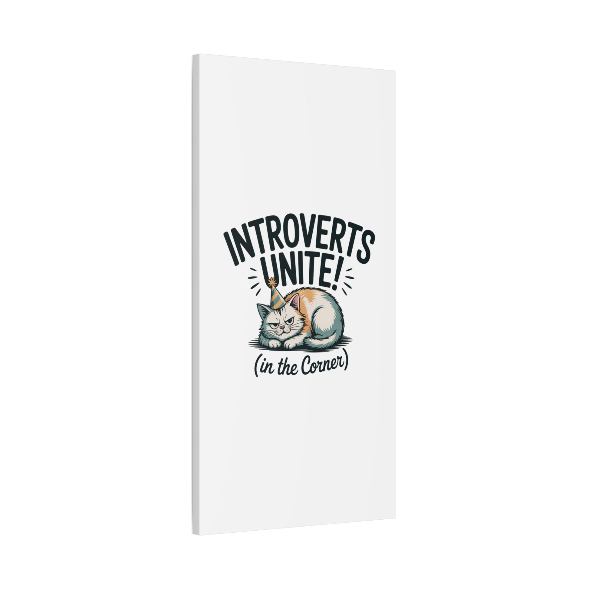 Introverts Unite (In the Corner) Matte Canvas | Funny Holiday Decor, Party Survival Humor - FloofChonk
