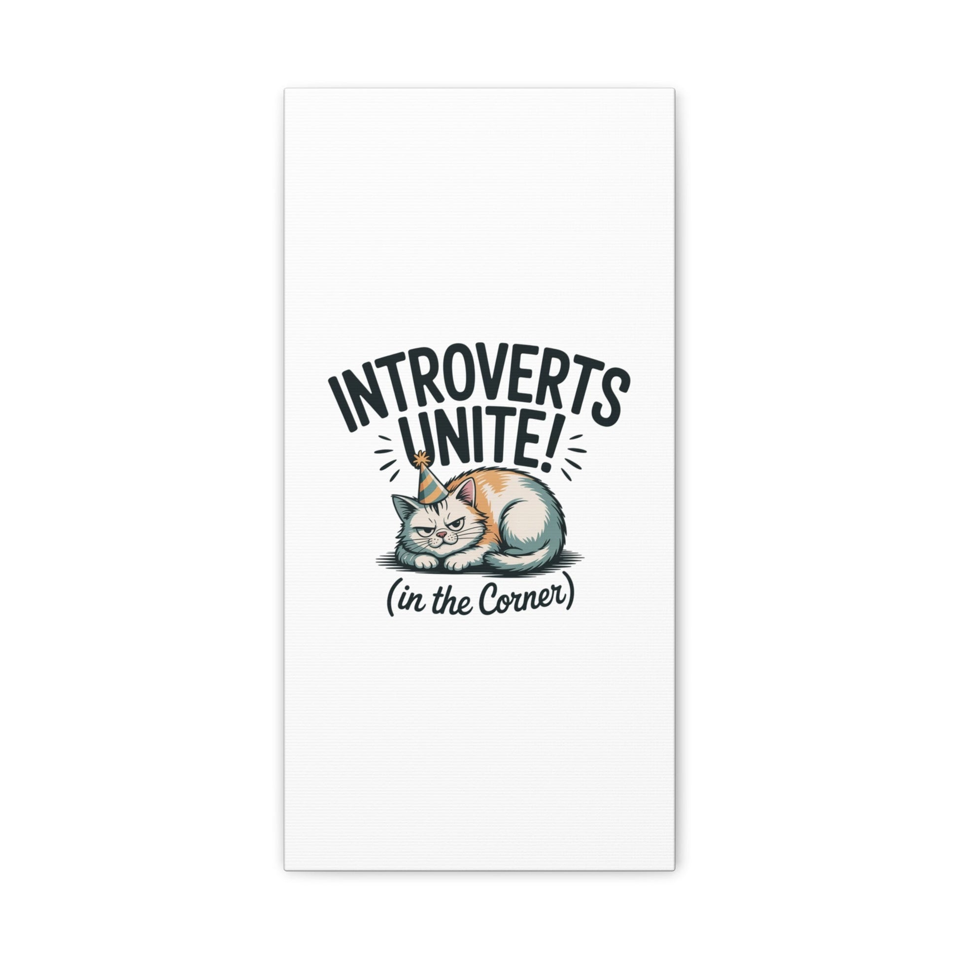 Introverts Unite (In the Corner) Matte Canvas | Funny Holiday Decor, Party Survival Humor - FloofChonk