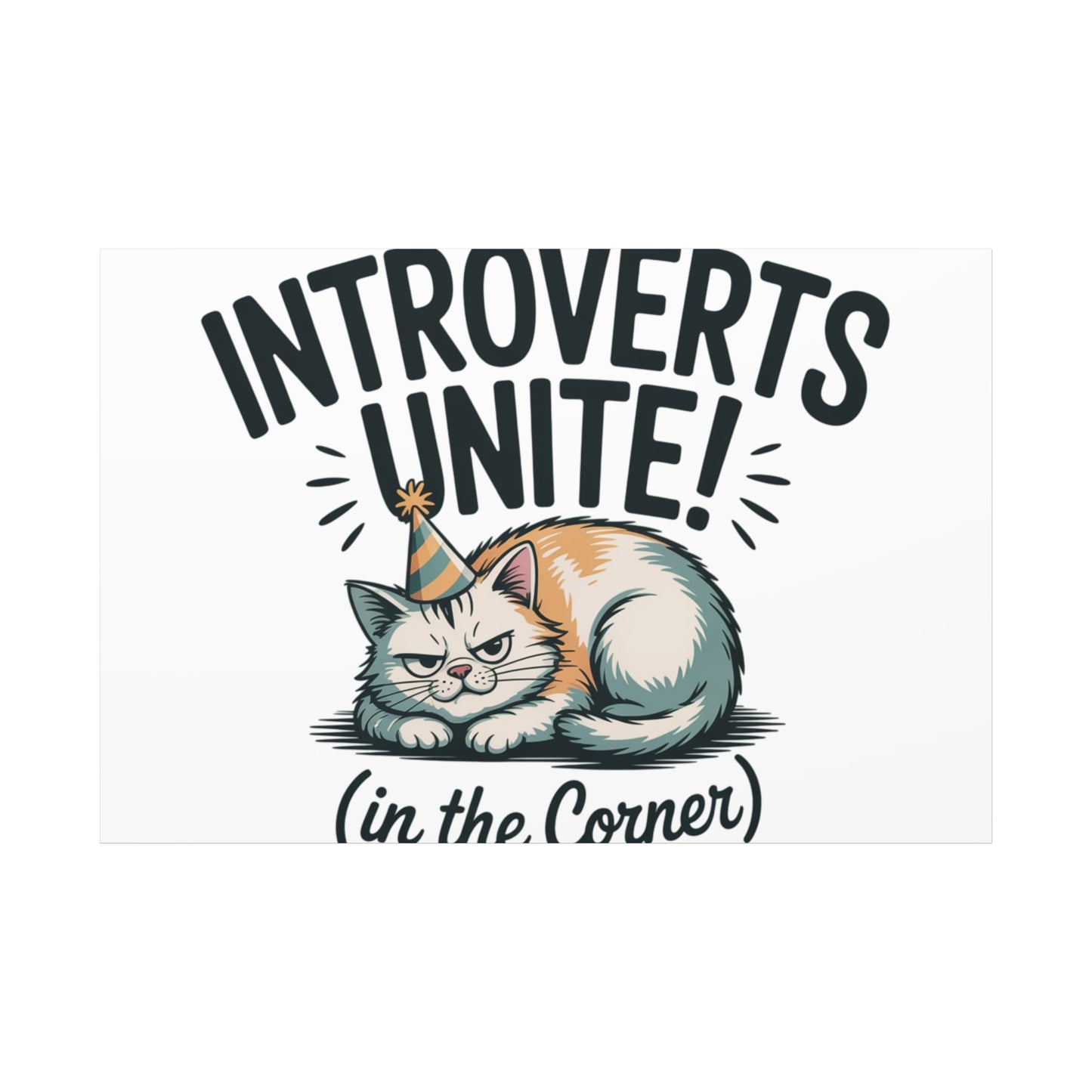 Introverts Unite (In the Corner) Matte Canvas | Funny Holiday Decor, Party Survival Humor - FloofChonk