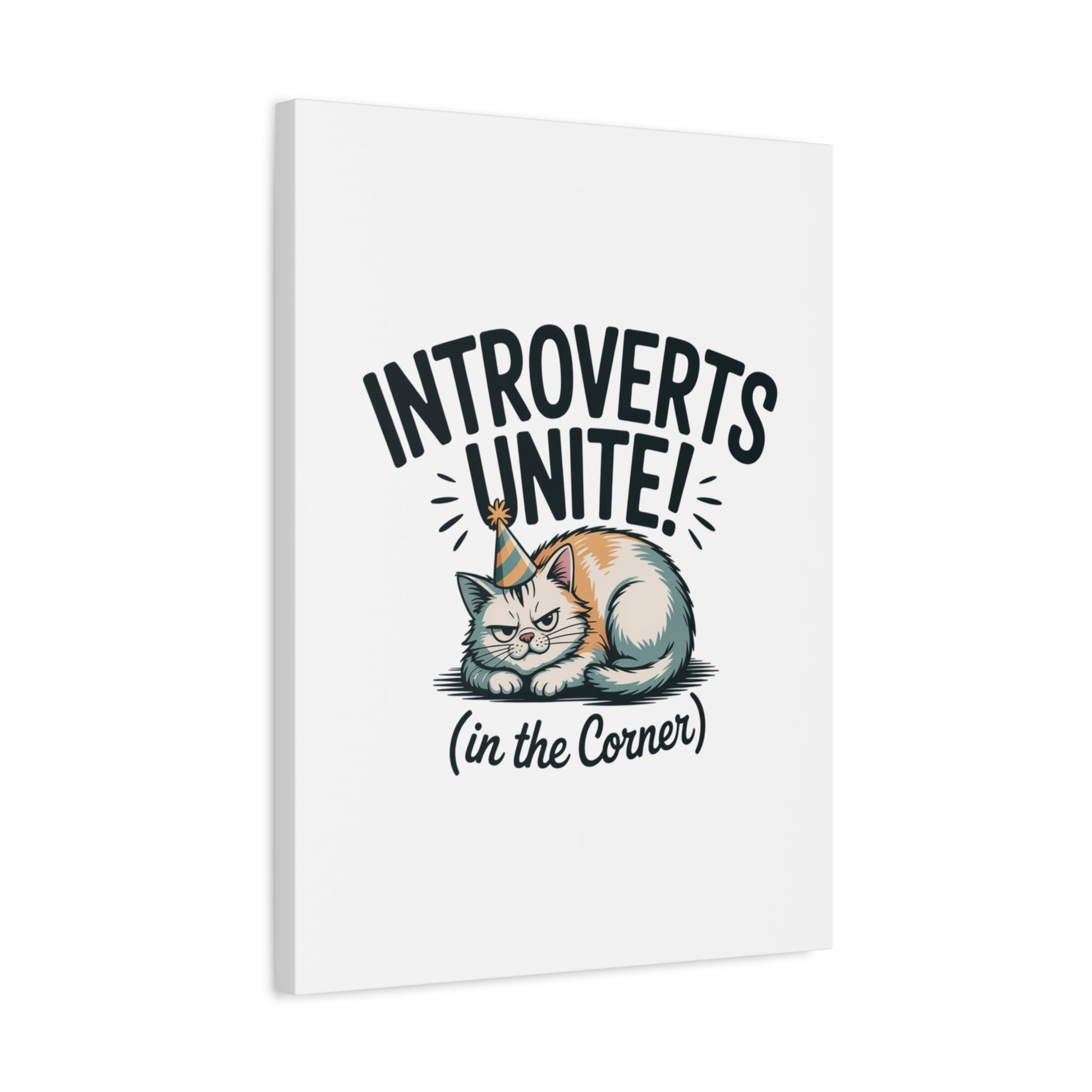 Introverts Unite (In the Corner) Matte Canvas | Funny Holiday Decor, Party Survival Humor - FloofChonk