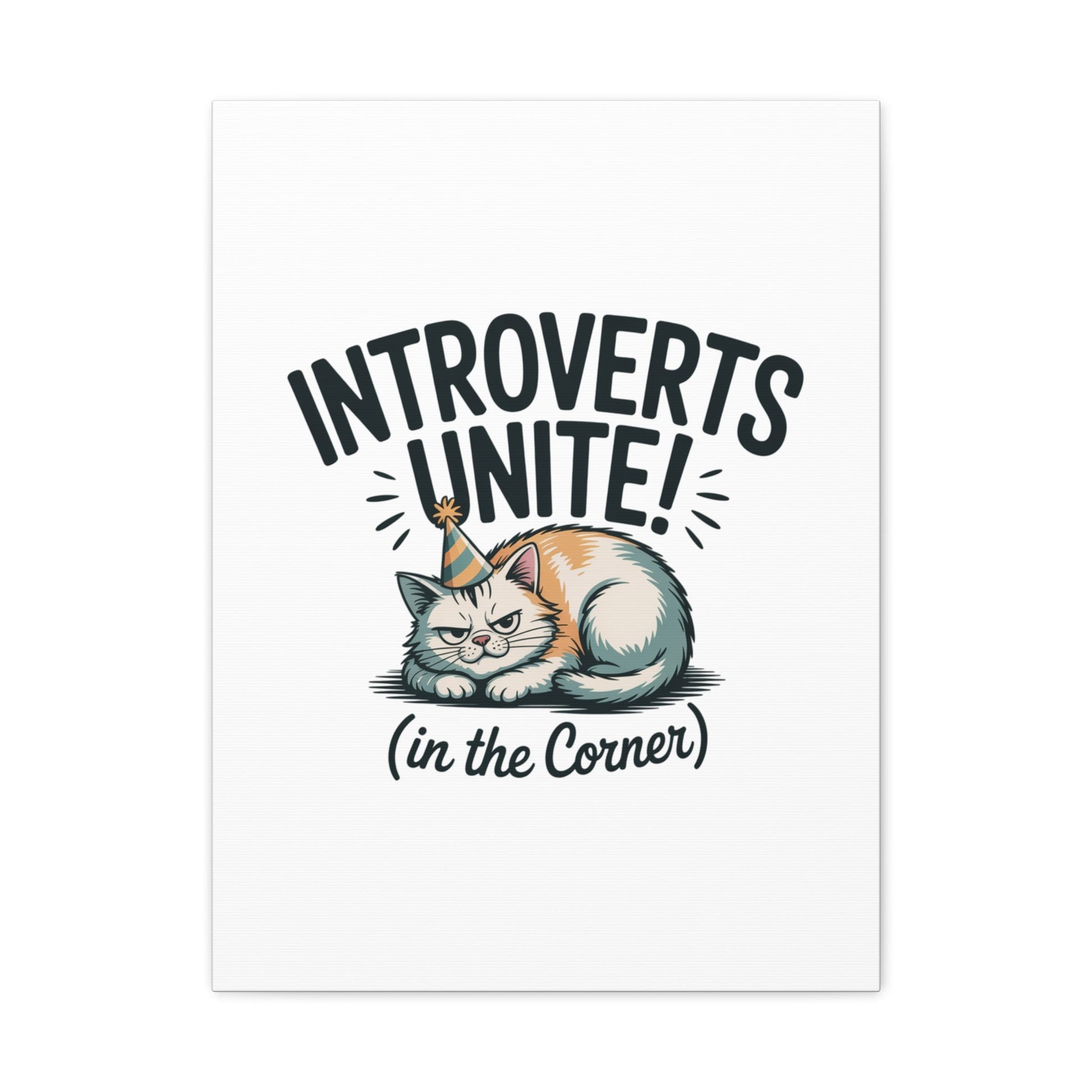 Introverts Unite (In the Corner) Matte Canvas | Funny Holiday Decor, Party Survival Humor - FloofChonk