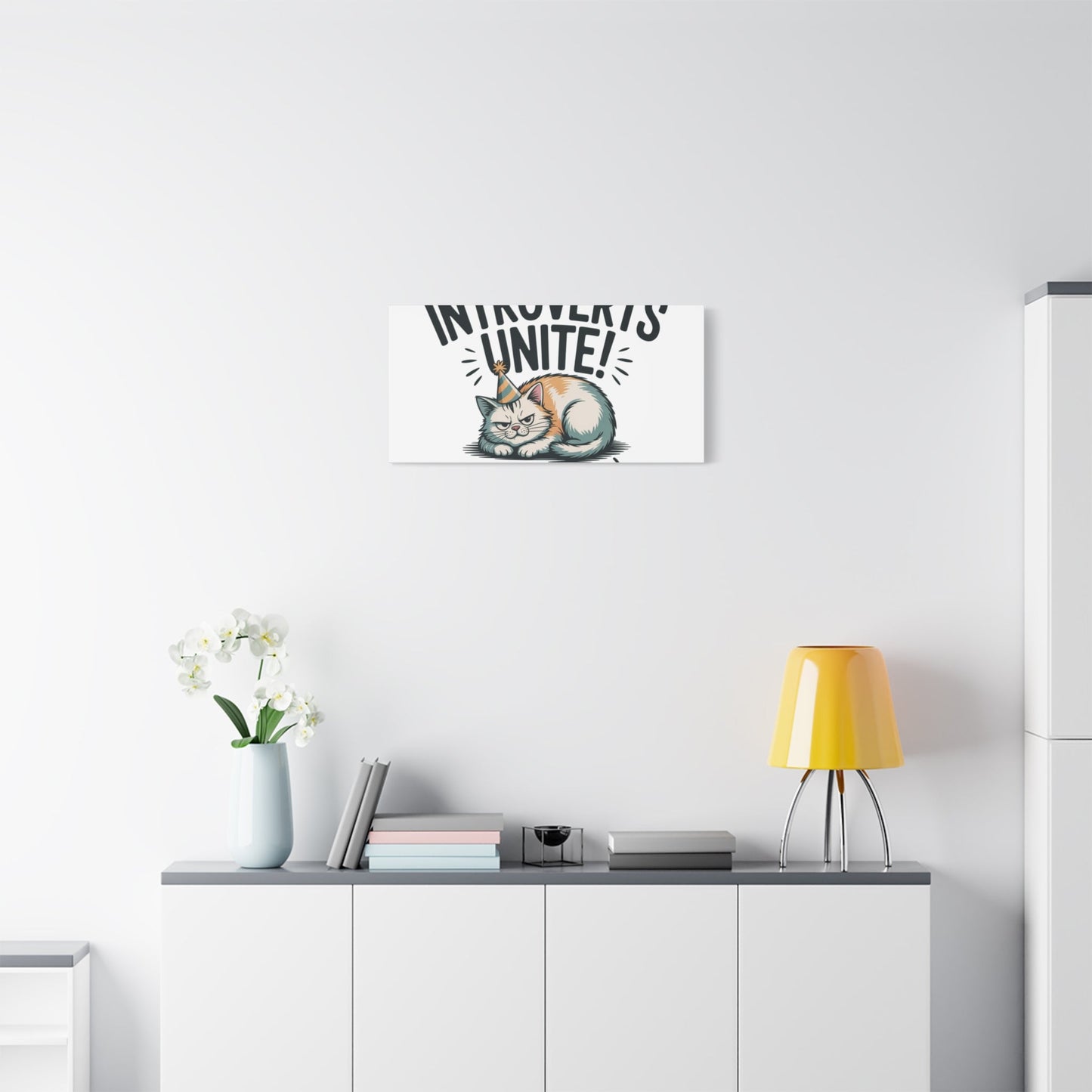 Introverts Unite (In the Corner) Matte Canvas | Funny Holiday Decor, Party Survival Humor - FloofChonk