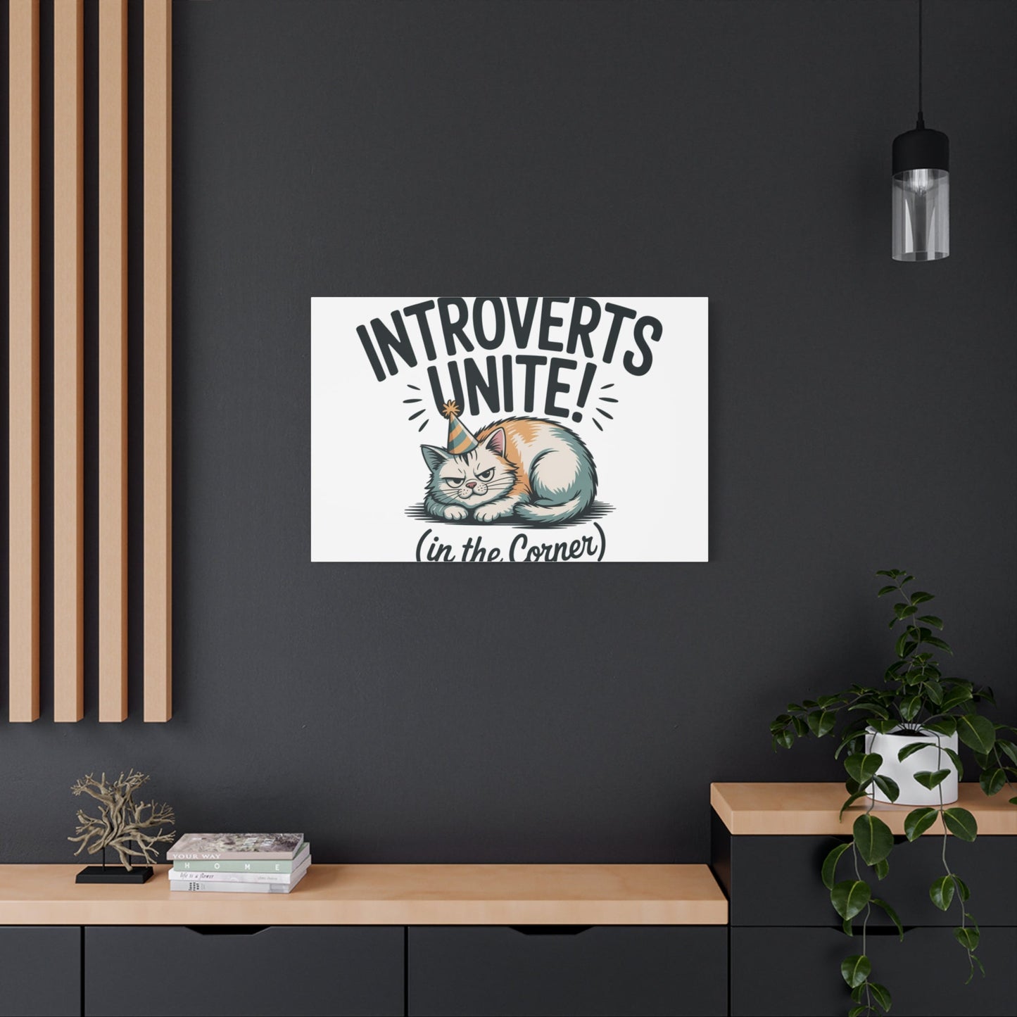 Introverts Unite (In the Corner) Matte Canvas | Funny Holiday Decor, Party Survival Humor - FloofChonk
