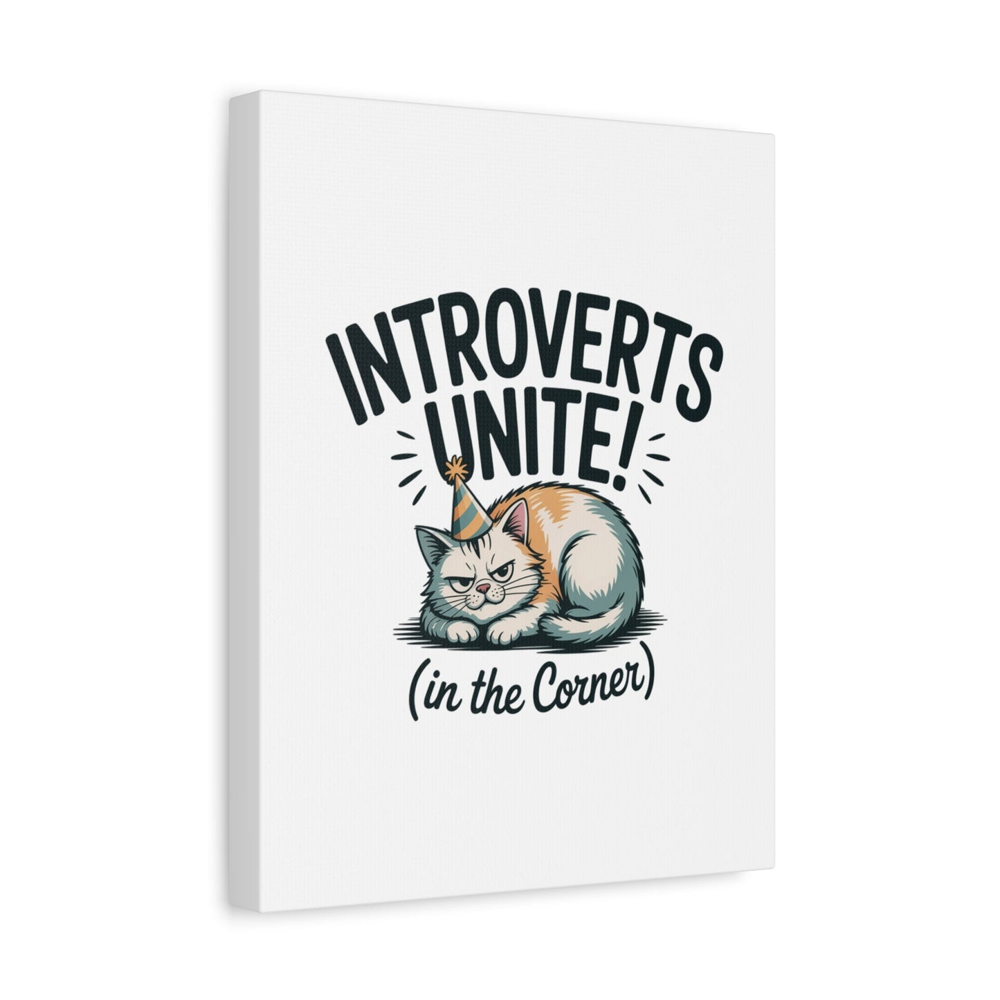 Introverts Unite (In the Corner) Matte Canvas | Funny Holiday Decor, Party Survival Humor - FloofChonk