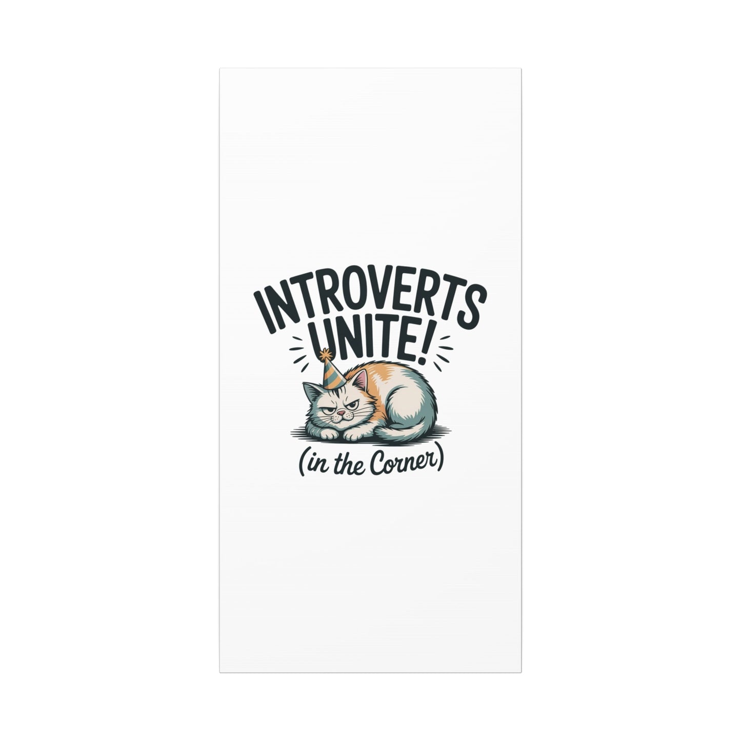 Introverts Unite (In the Corner) Matte Canvas | Funny Holiday Decor, Party Survival Humor - FloofChonk